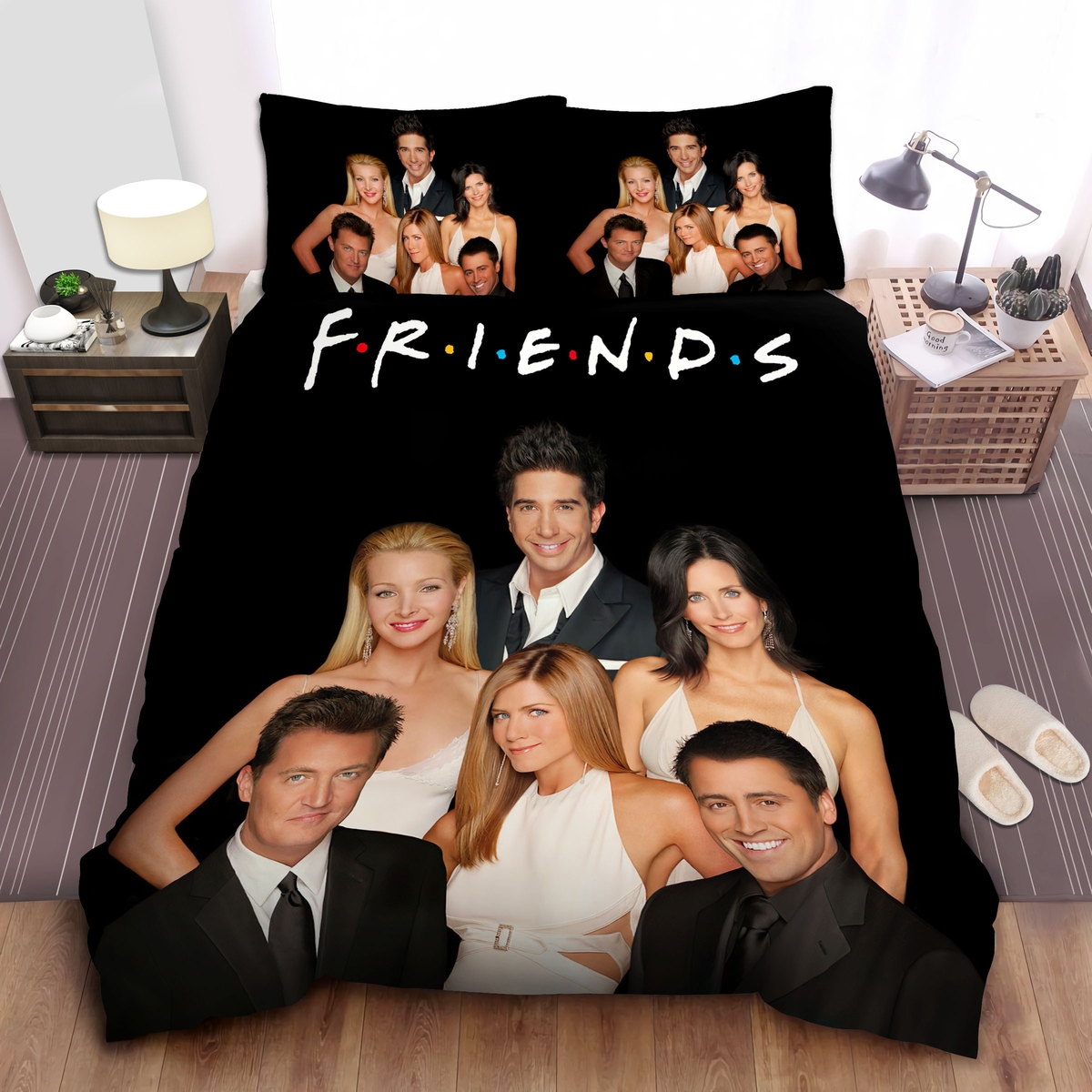 Friends Characters In Formal Clothes Photograph Bed Sheets Spread Duvet Cover Bedding Set - Unique Anime Apparel for Fans