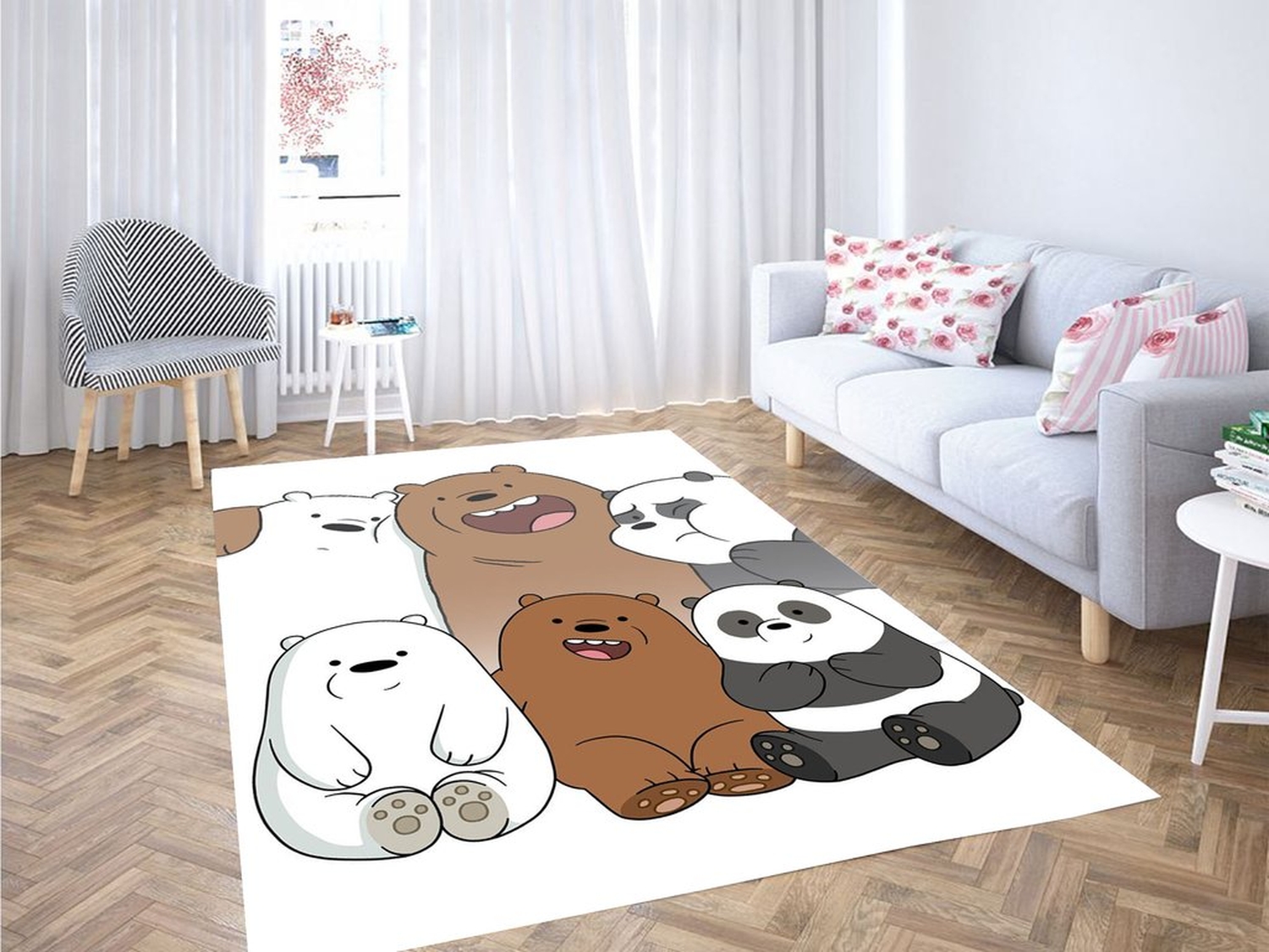Friendship Of We Bare Bears Living Room Modern Carpet Rug - Unique Anime Apparel for Fans