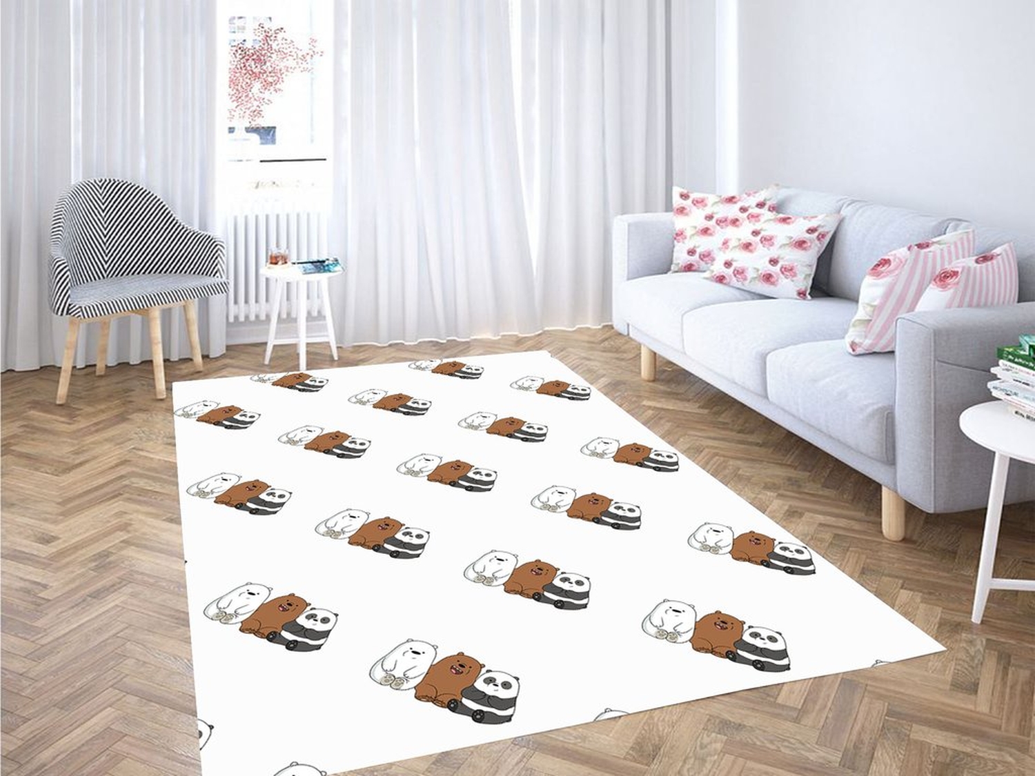 Friendship Pattern We Bare Bears Living Room Modern Carpet Rug - Unique Anime Apparel for Fans