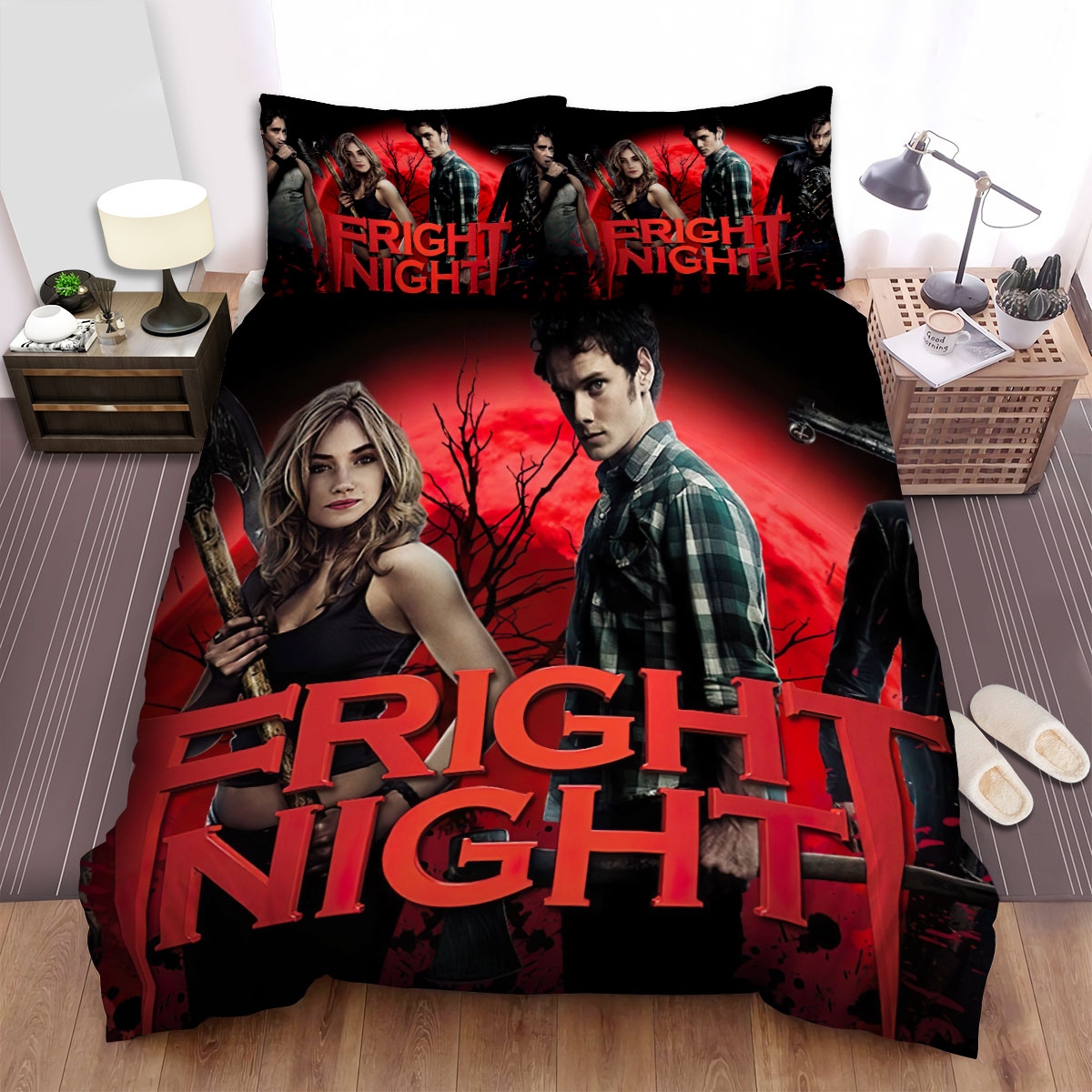 Fright Night All Main Actors In The Film Movie Poster Bed Sheets Spread Duvet Cover Bedding Set - Unique Anime Apparel for Fans