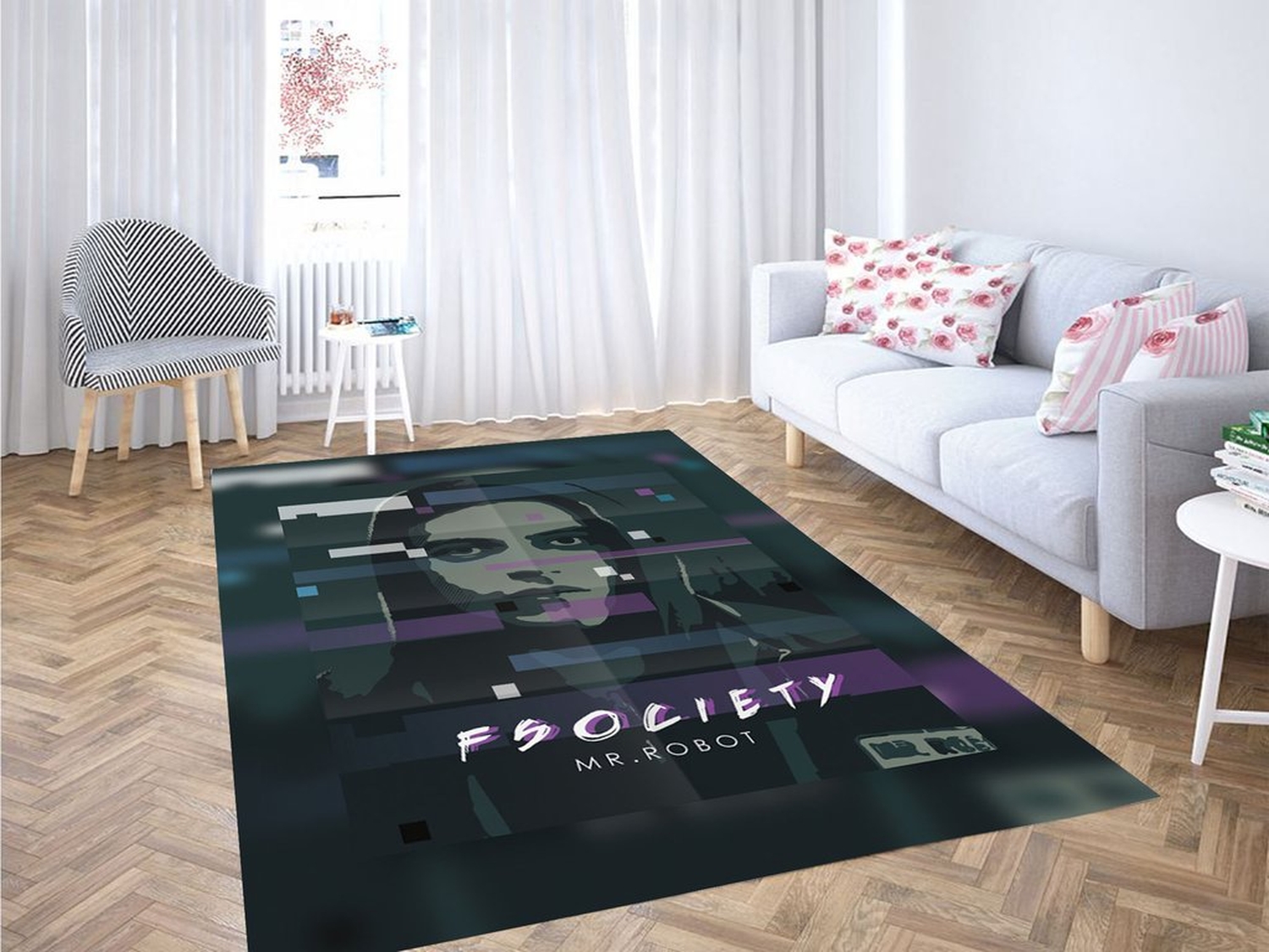 Fsociety Mr Living Room Modern Carpet Rug - Unique Anime Apparel for Fans