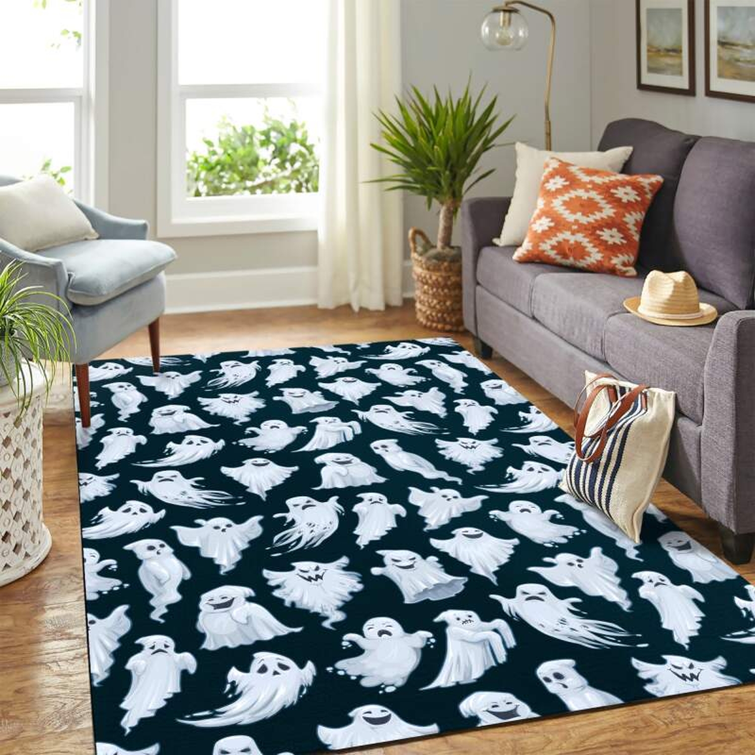 Funny Ghost Pattern Carpet Rug - Unique Anime Apparel for Fans