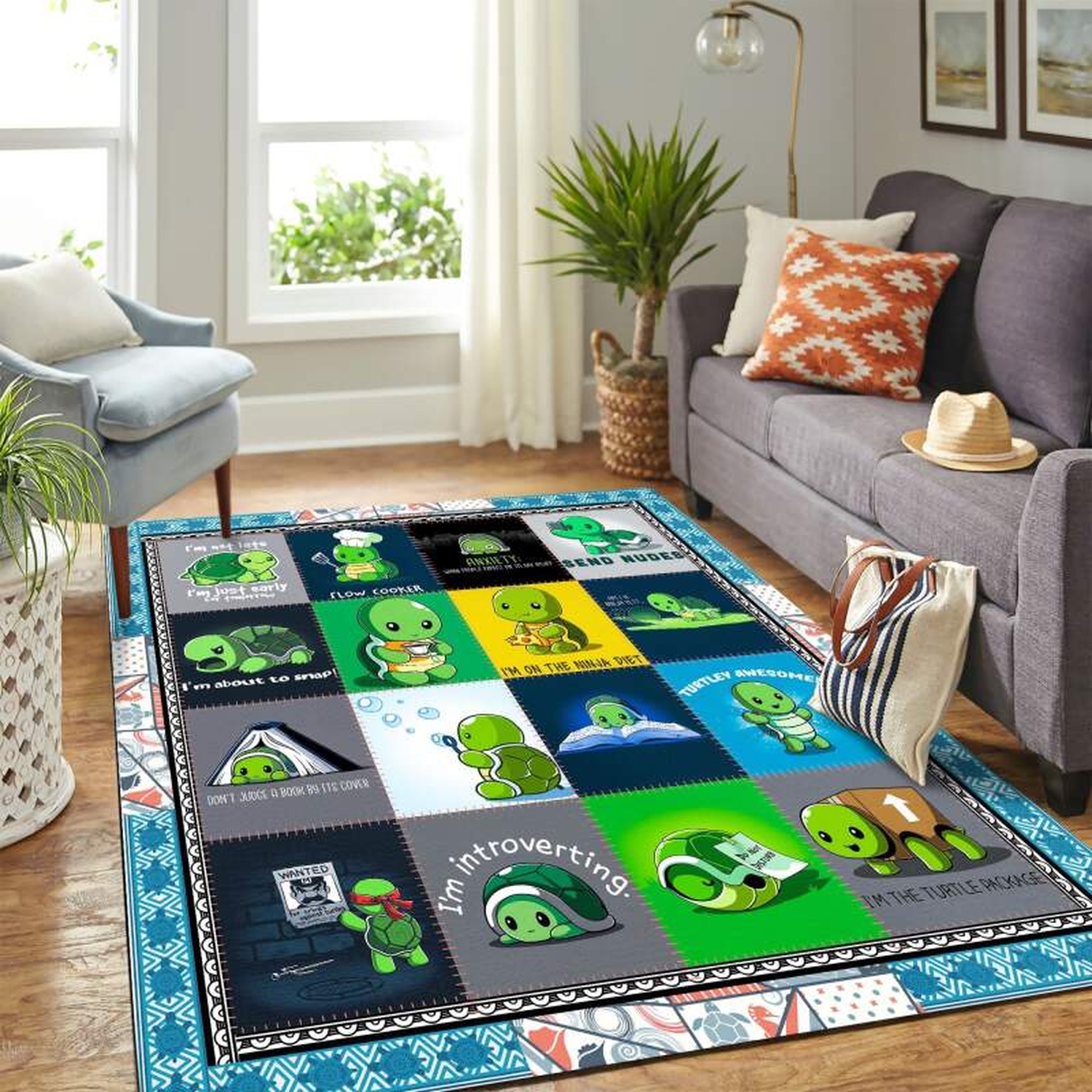 Funny Turtle Mk Carpet Area Rug - Unique Anime Apparel for Fans
