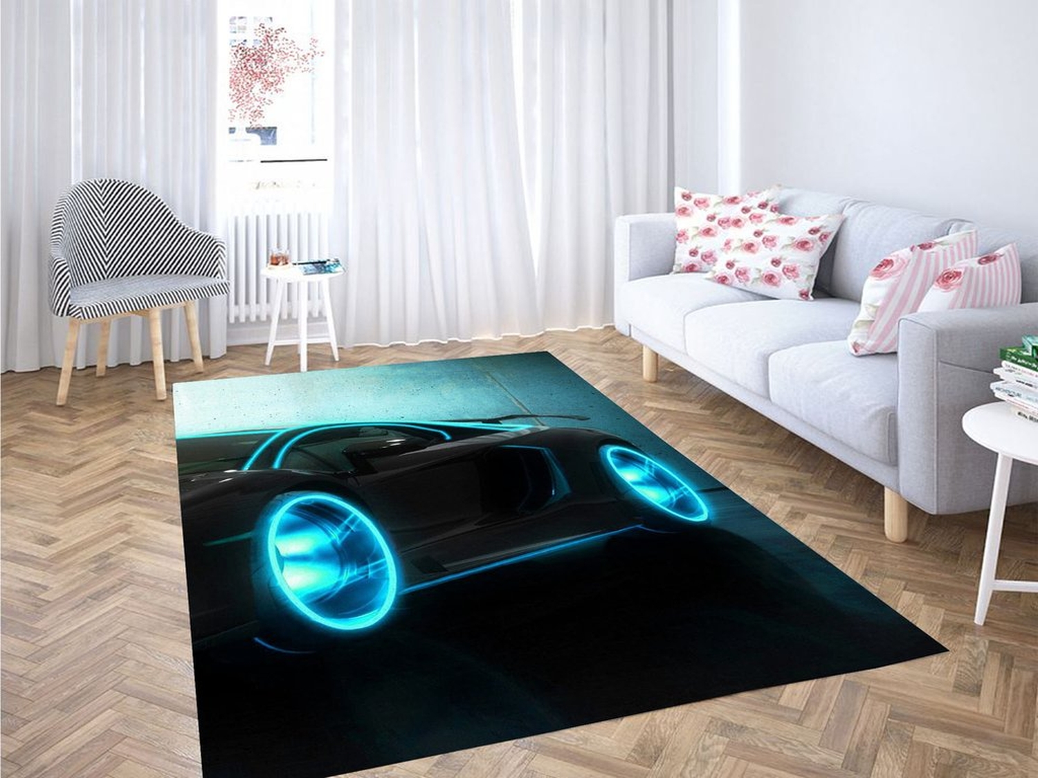 Futuristic Car Living Room Modern Carpet Rug - Unique Anime Apparel for Fans