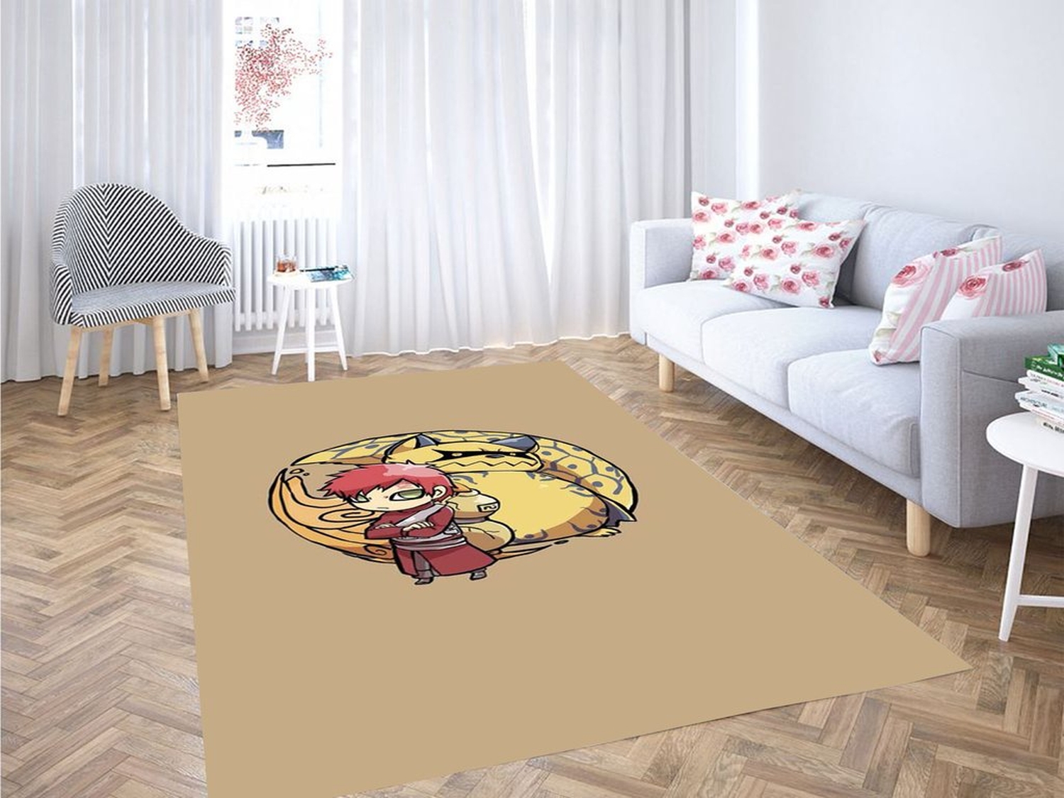 Gaara Dan Shukaku Wallpaper Living Room Modern Carpet Rug - Unique Anime Apparel for Fans