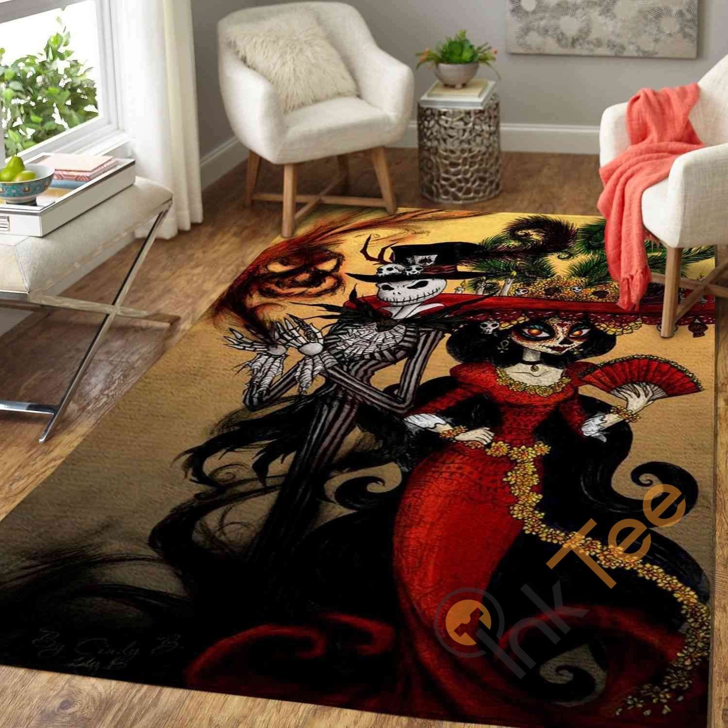 Gentleman Jack Lady Sally The Nightmare Before Christmas Halloween Area Rug - Unique Anime Apparel for Fans