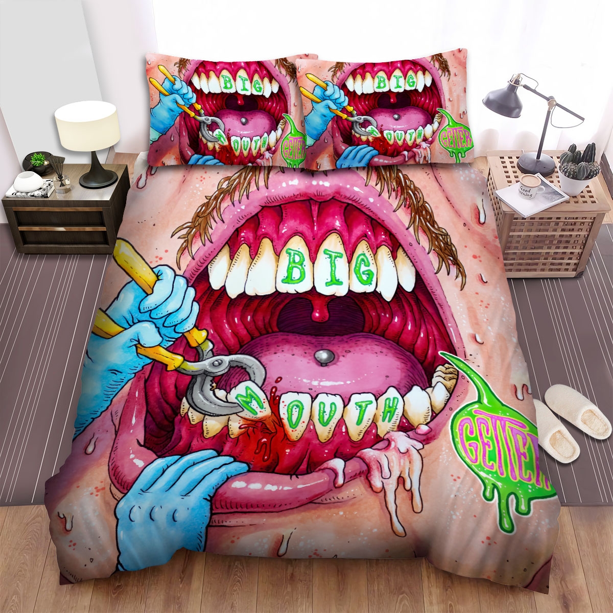 Getter Album Cover Big Mouth Bed Sheets Spread Duvet Cover Bedding Set - Unique Anime Apparel for Fans