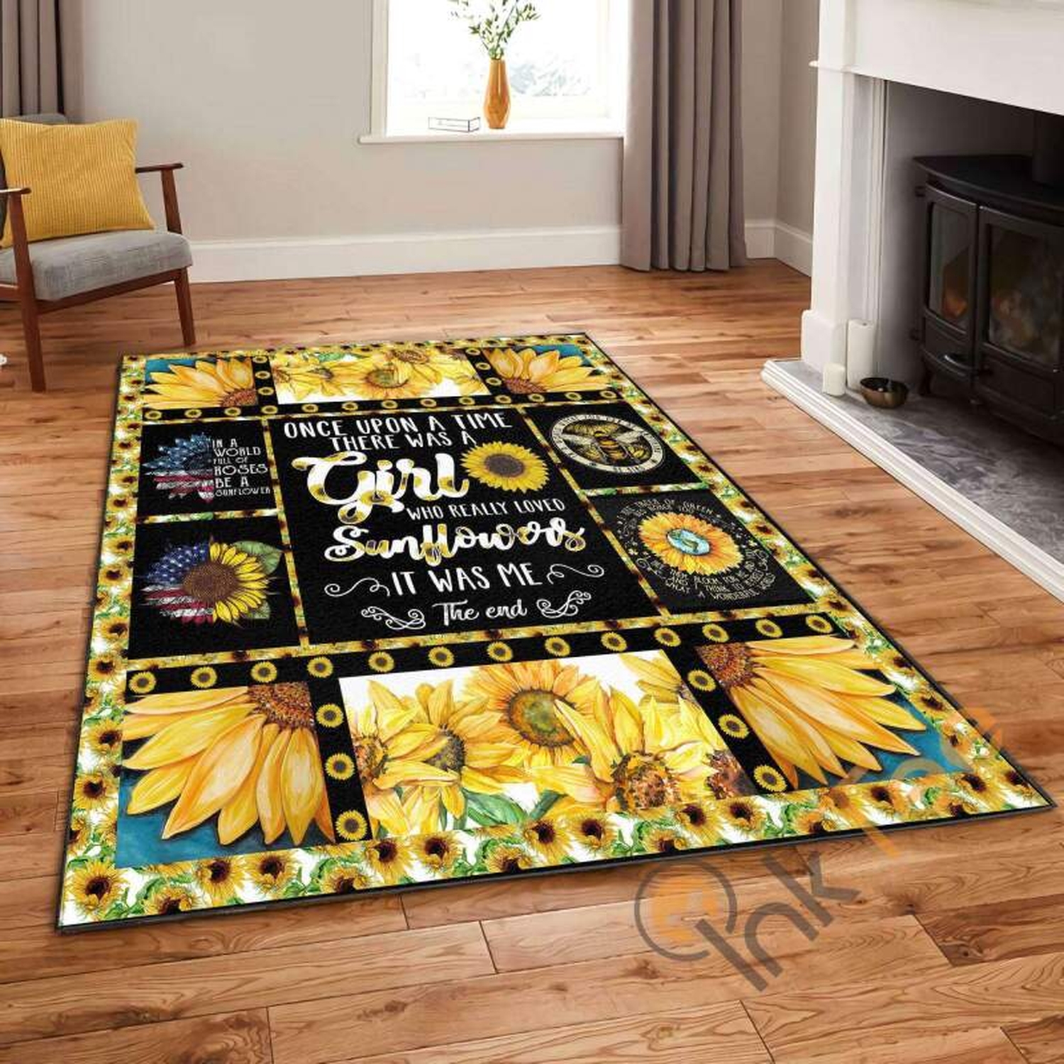 Girl Sunflower For Girls Room Bedroom Living Rug - Unique Anime Apparel for Fans