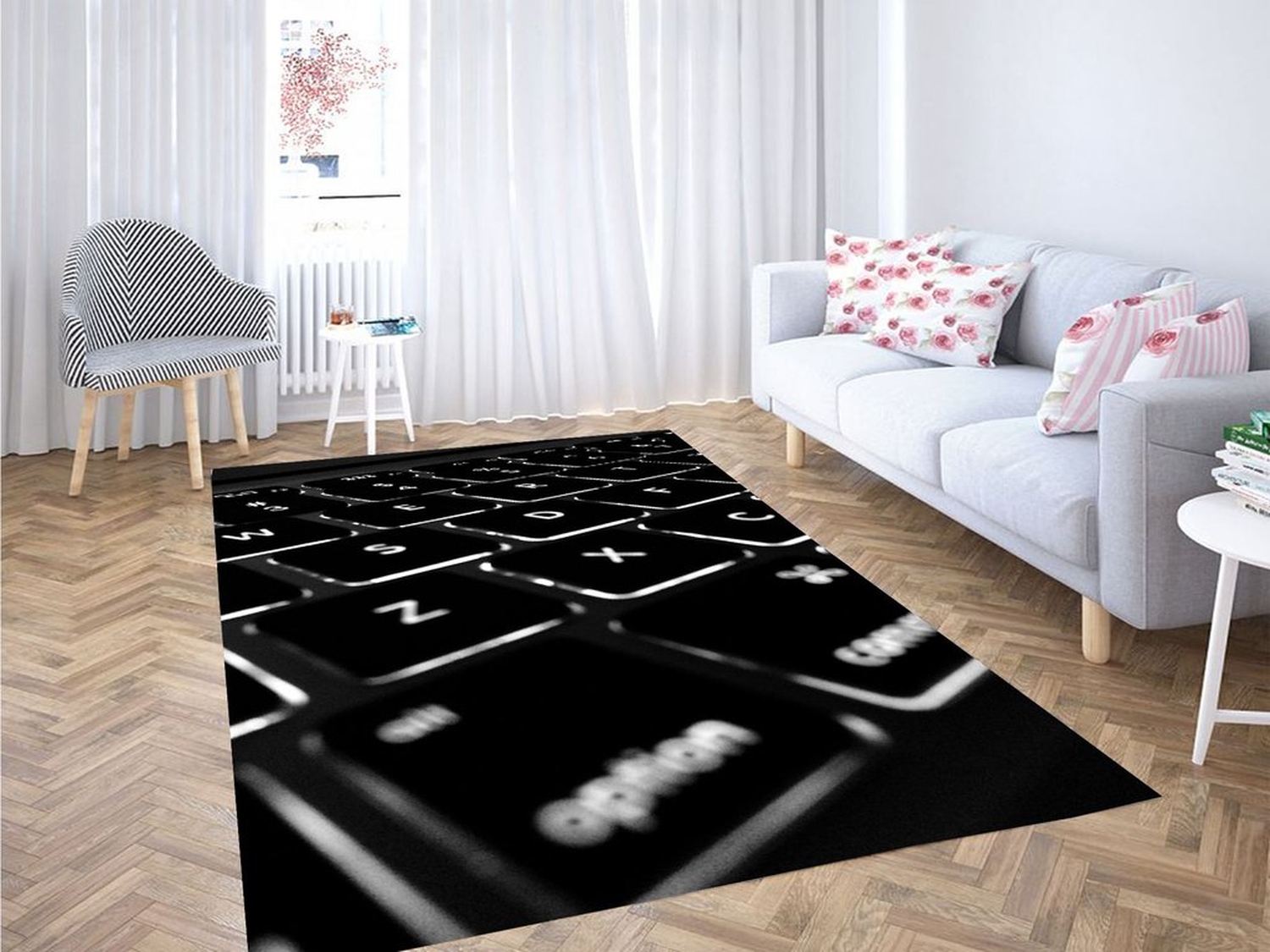 Glow Keyboard Aesthetic Living Room Modern Carpet Rug - Unique Anime Apparel for Fans