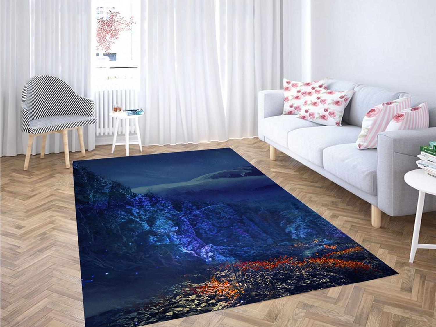 Glow Night Time Living Room Modern Carpet Rug - Unique Anime Apparel for Fans