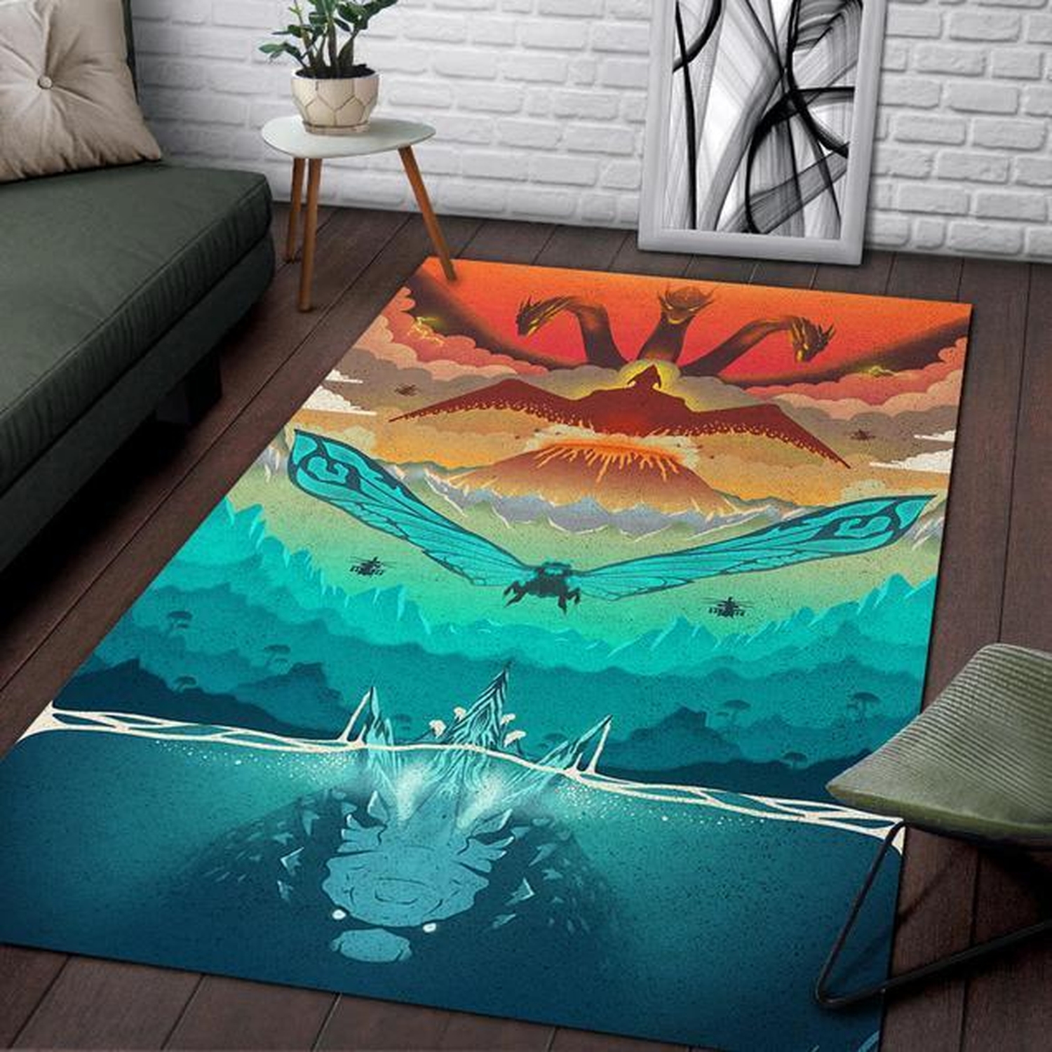 Godzilla King Of The Monster The First Gods Area Rug - Unique Anime Apparel for Fans