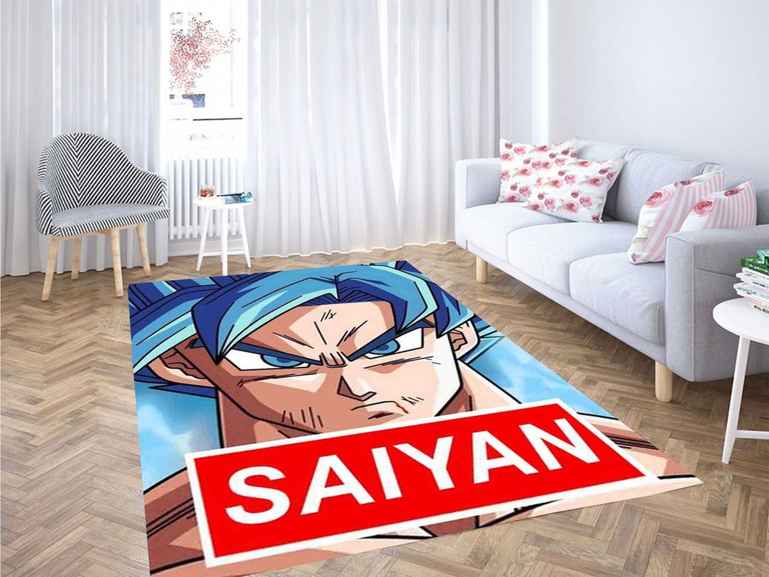 Goku Super Saiyan God Living Room Modern Carpet Rug - Unique Anime Apparel for Fans