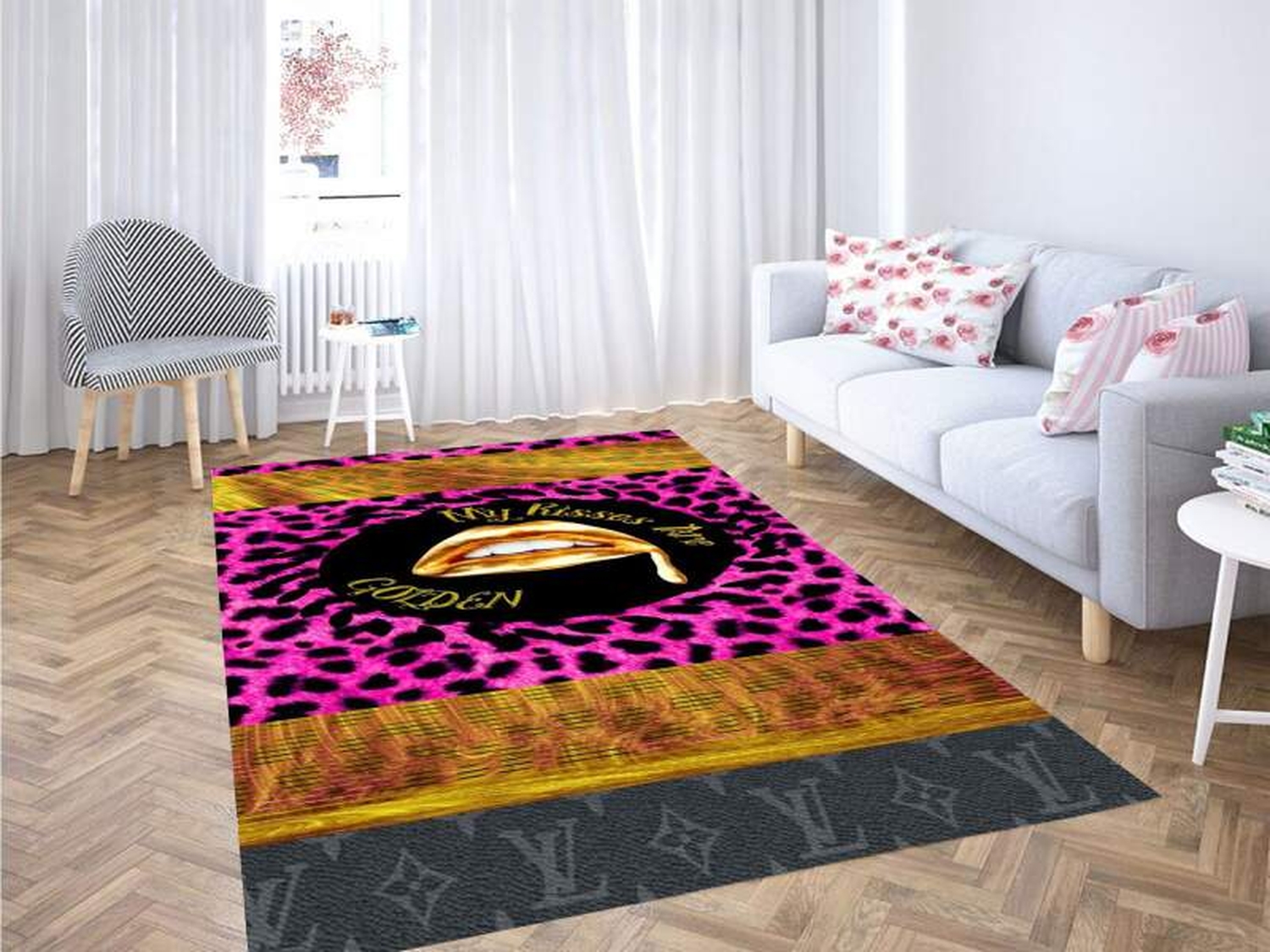 Golden Kisses Dope Carpet Rug - Unique Anime Apparel for Fans