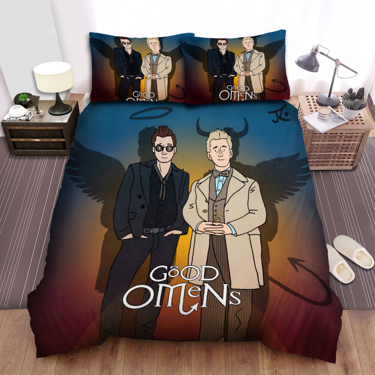 Good Omens Movie Art 3 Bed Sheets Spread Duvet Cover Bedding Set - Unique Anime Apparel for Fans