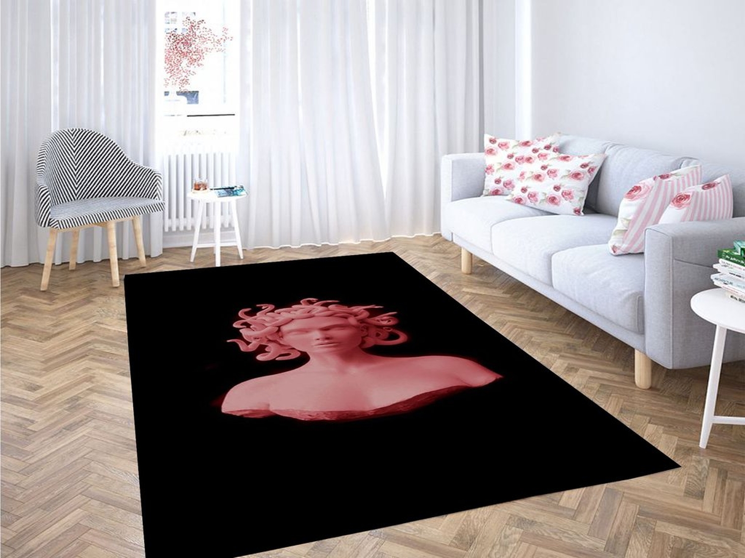 Gorgon City Medusa Head Living Room Modern Carpet Rug - Unique Anime Apparel for Fans