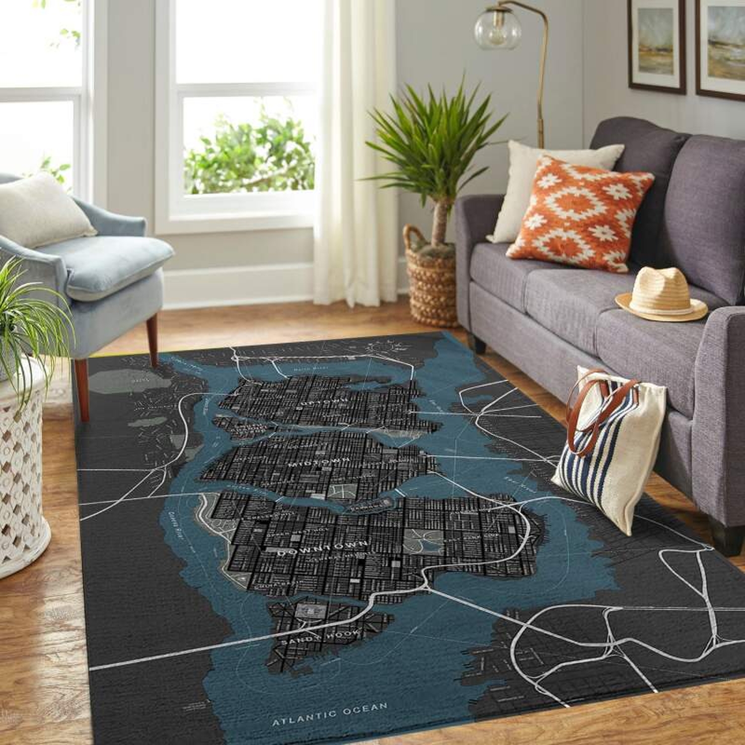 Gotham City Map High Resolution Area Rug - Unique Anime Apparel for Fans