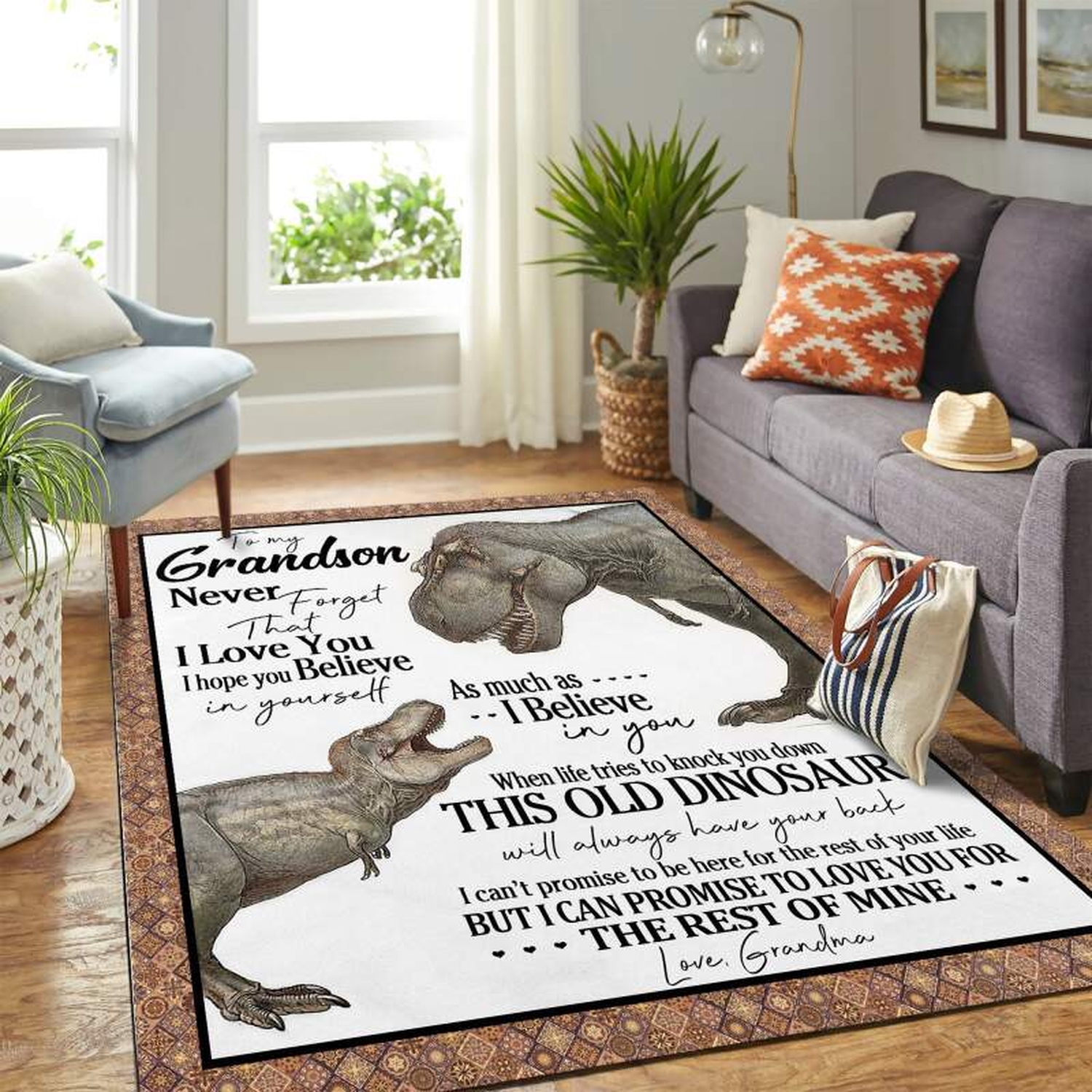 Grandma Dinosaur Dino Quilt Mk Carpet Area Rug - Unique Anime Apparel for Fans