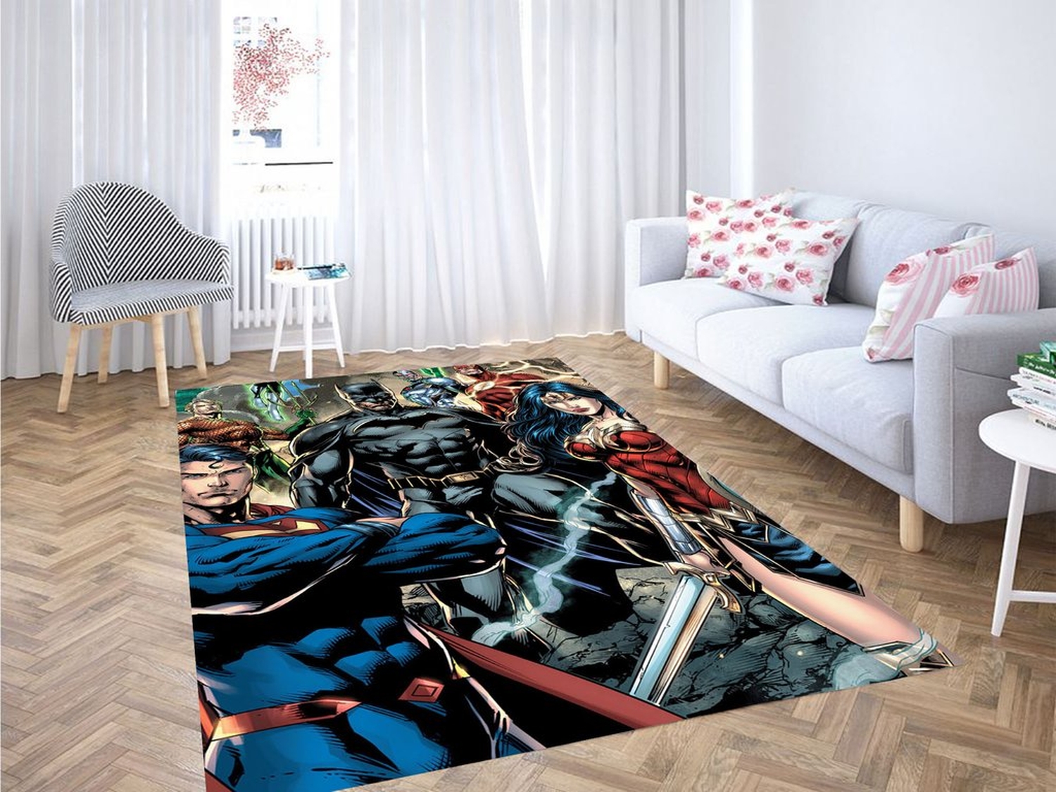 Great Character Justice League Comic Living Room Modern Carpet Rug - Unique Anime Apparel for Fans
