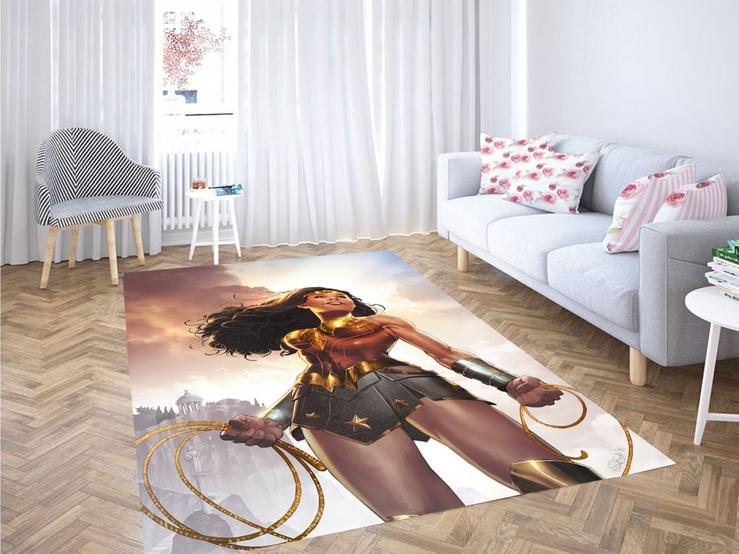 Great Wonder Woman Comic Living Room Modern Carpet Rug - Unique Anime Apparel for Fans