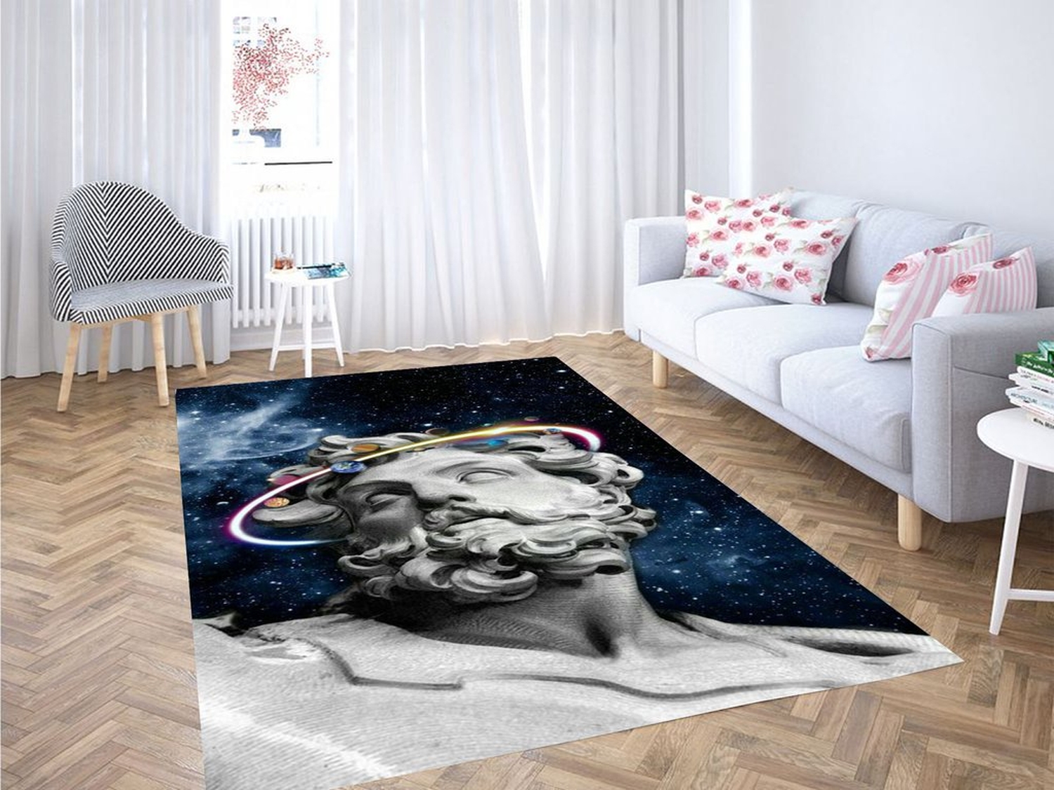 Greek Statue Wallpaper Living Room Modern Carpet Rug - Unique Anime Apparel for Fans