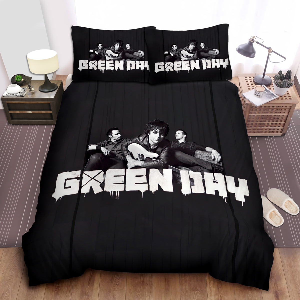 Green Day Billie Joe In The Middle Bed Sheets Spread Duvet Cover Bedding Set - Unique Anime Apparel for Fans