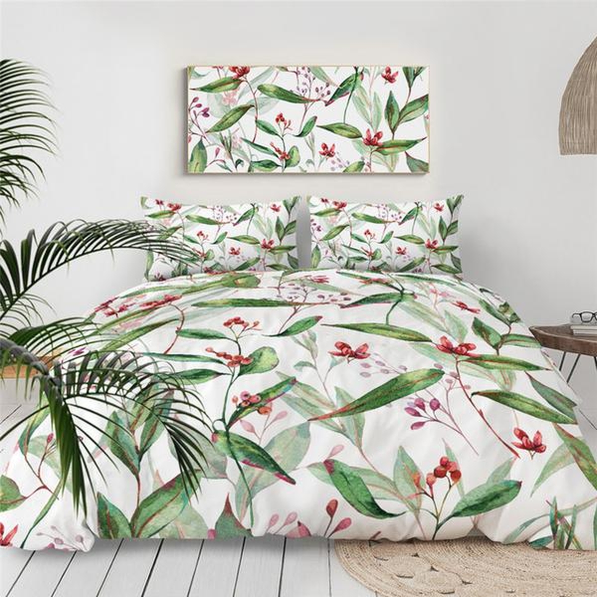 Green Leaf Bed Sheets Spread Duvet Cover Bedding Set - Unique Anime Apparel for Fans