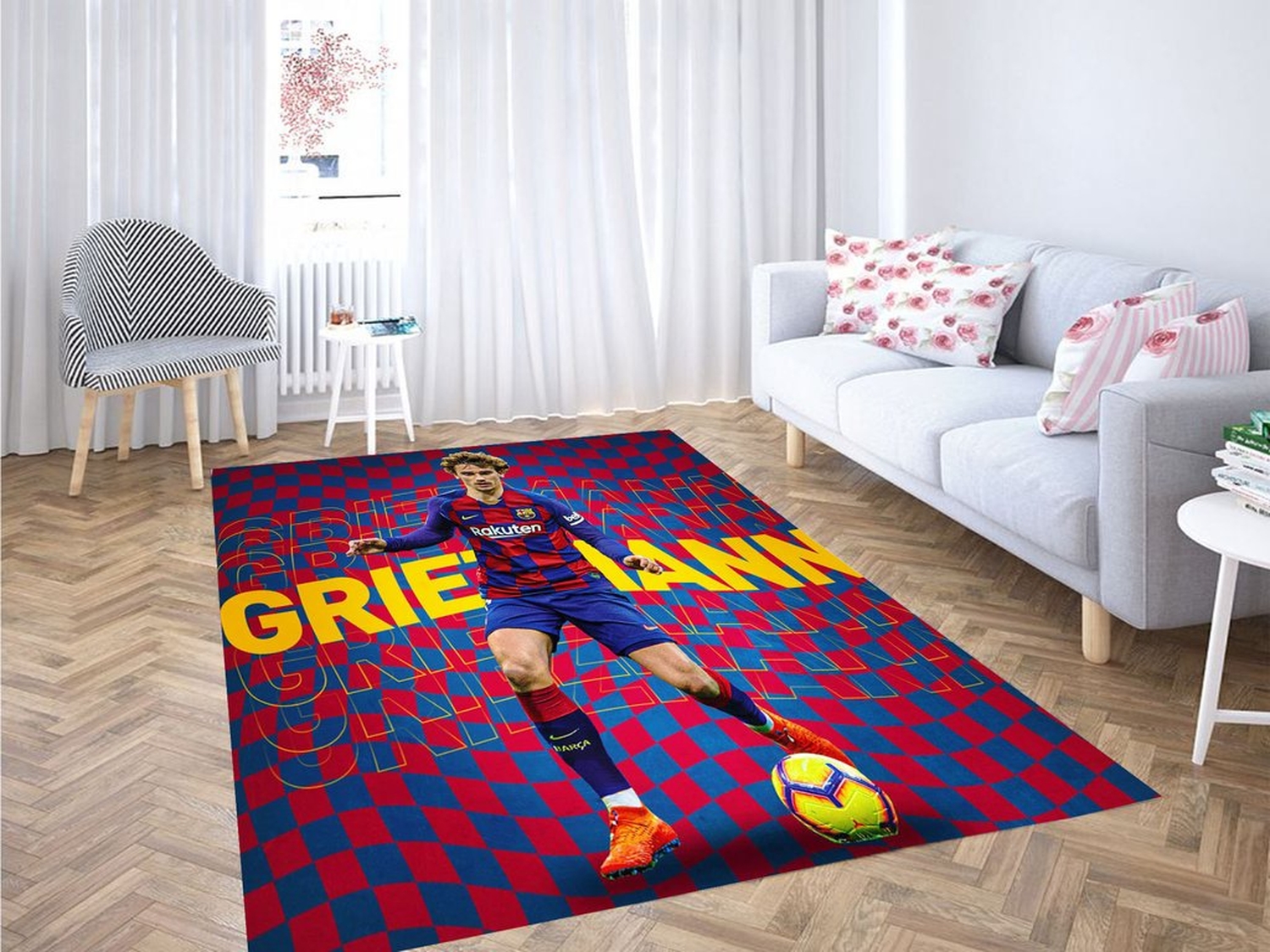 Griezmann Wallpaper Barcelona Living Room Modern Carpet Rug - Unique Anime Apparel for Fans