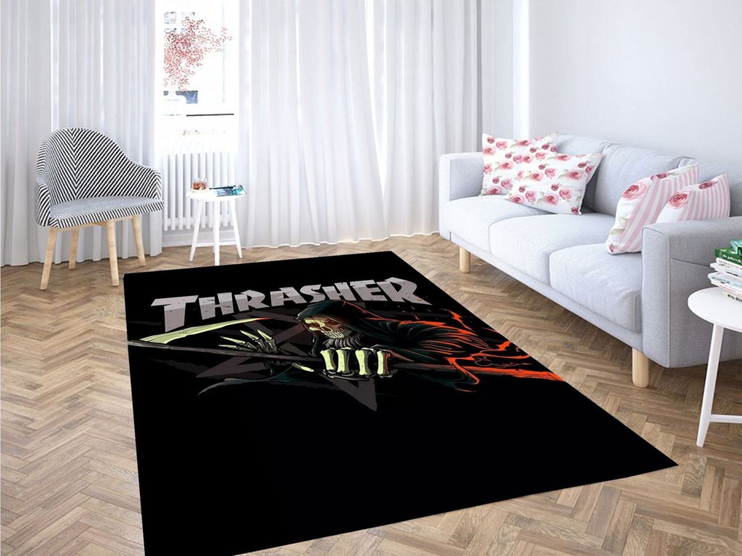 Grim Ripper Thrasher Living Room Modern Carpet Rug - Unique Anime Apparel for Fans