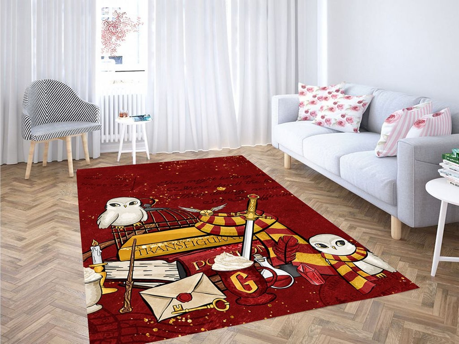 Gryffindo Stuff Living Room Modern Carpet Rug - Unique Anime Apparel for Fans