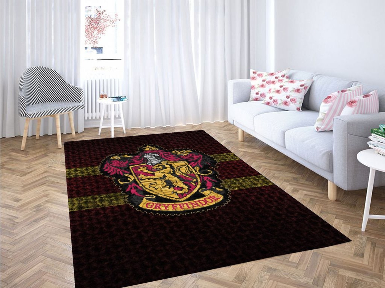Gryffindor Logo Living Room Modern Carpet Rug - Unique Anime Apparel for Fans
