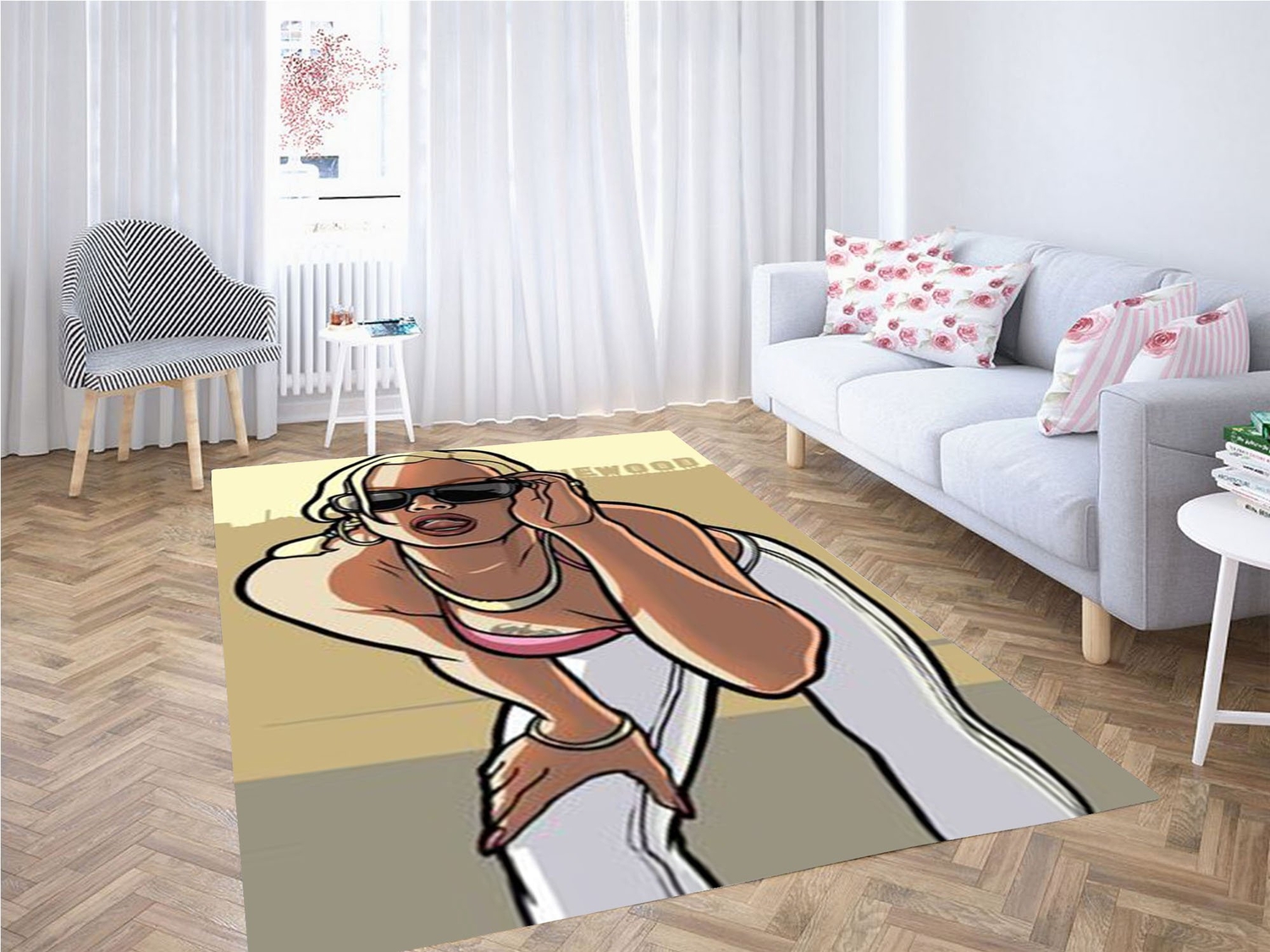 Gta San Andreas Girl Carpet Rug - Unique Anime Apparel for Fans