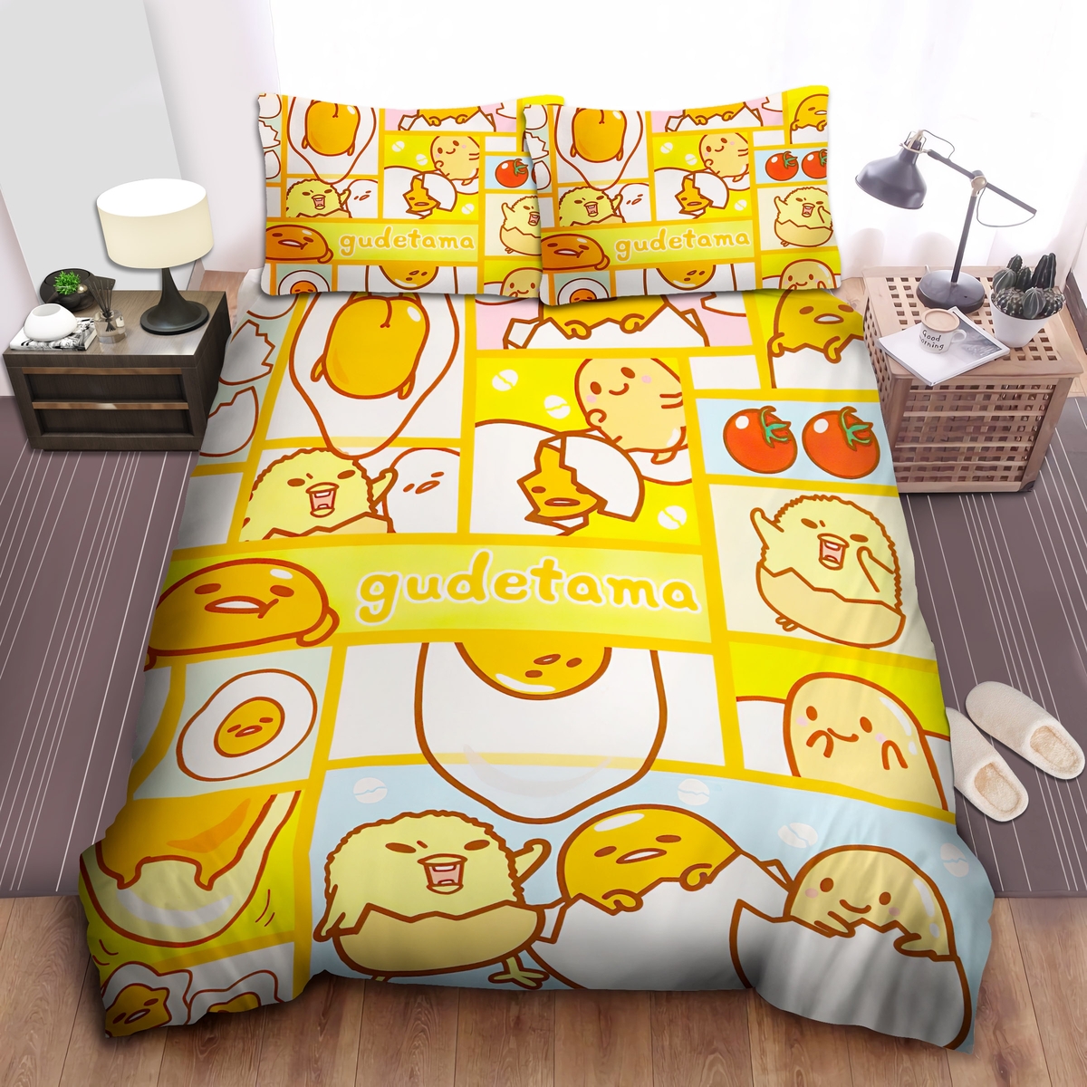 Gudetama With Cute Friends Bed Sheets Spread Duvet Cover Bedding Set - Unique Anime Apparel for Fans