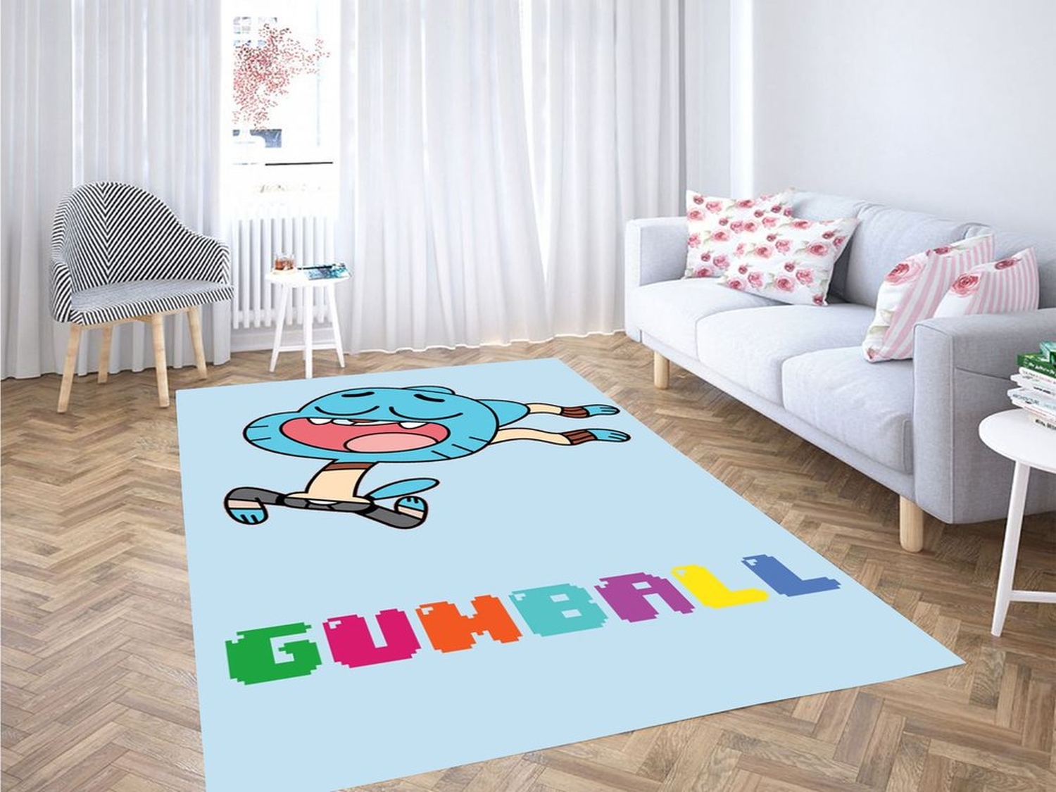 Gumball Flying Living Room Modern Carpet Rug - Unique Anime Apparel for Fans