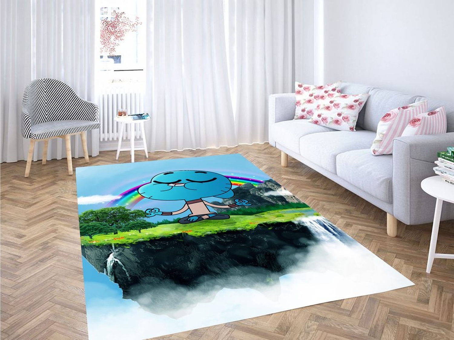 Gumball Meditation Living Room Modern Carpet Rug - Unique Anime Apparel for Fans