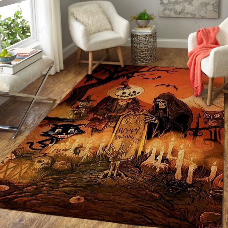 Happy Halloween Rectangle Rug Decor Area Rugs For Living Room Bedroom Kitchen Rugs Home Carpet Flooring TTG015378