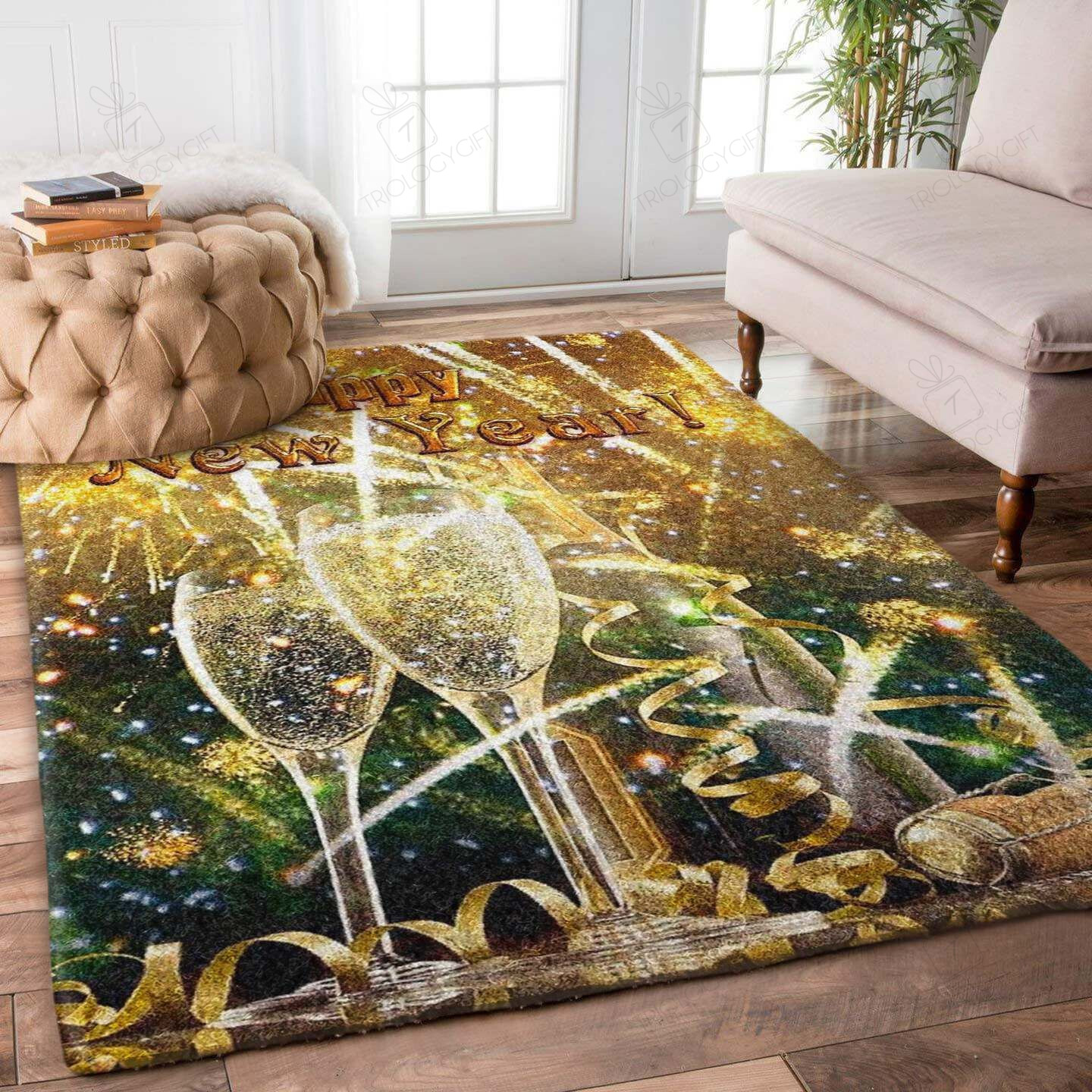 Happy New Year Rectangle Rug Decor Area Rugs For Living Room Bedroom Kitchen Rugs Home Carpet Flooring TTG015381