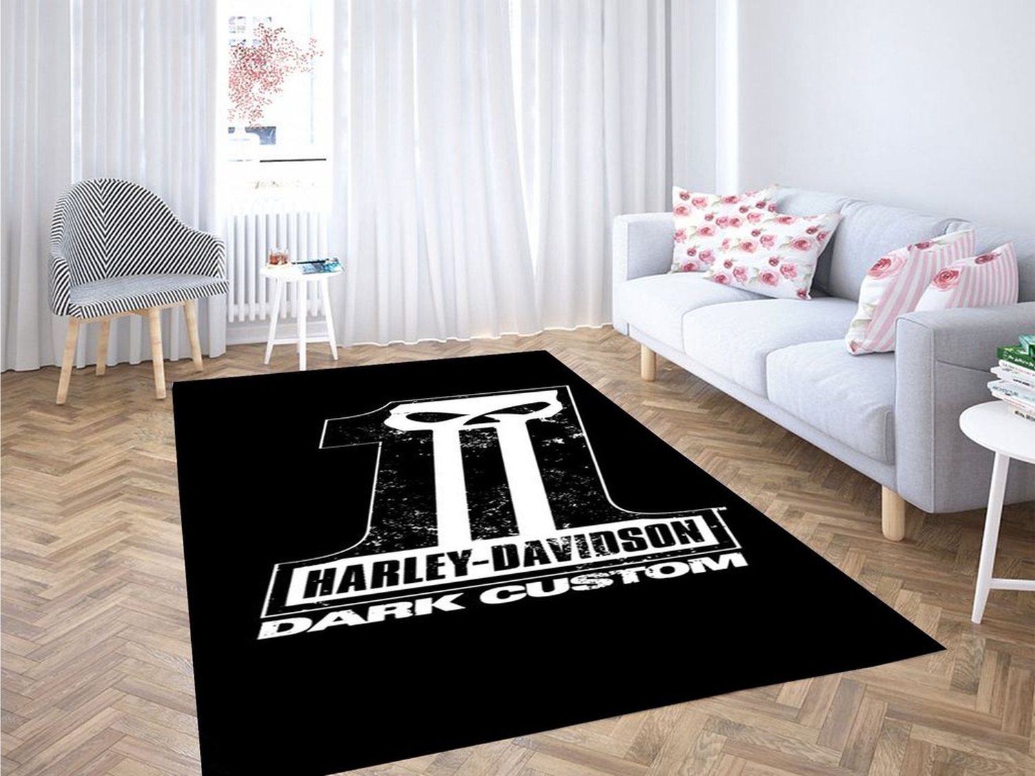 Harley Davidson Dark Custom Living Room Modern Carpet Rug - Unique Anime Apparel for Fans