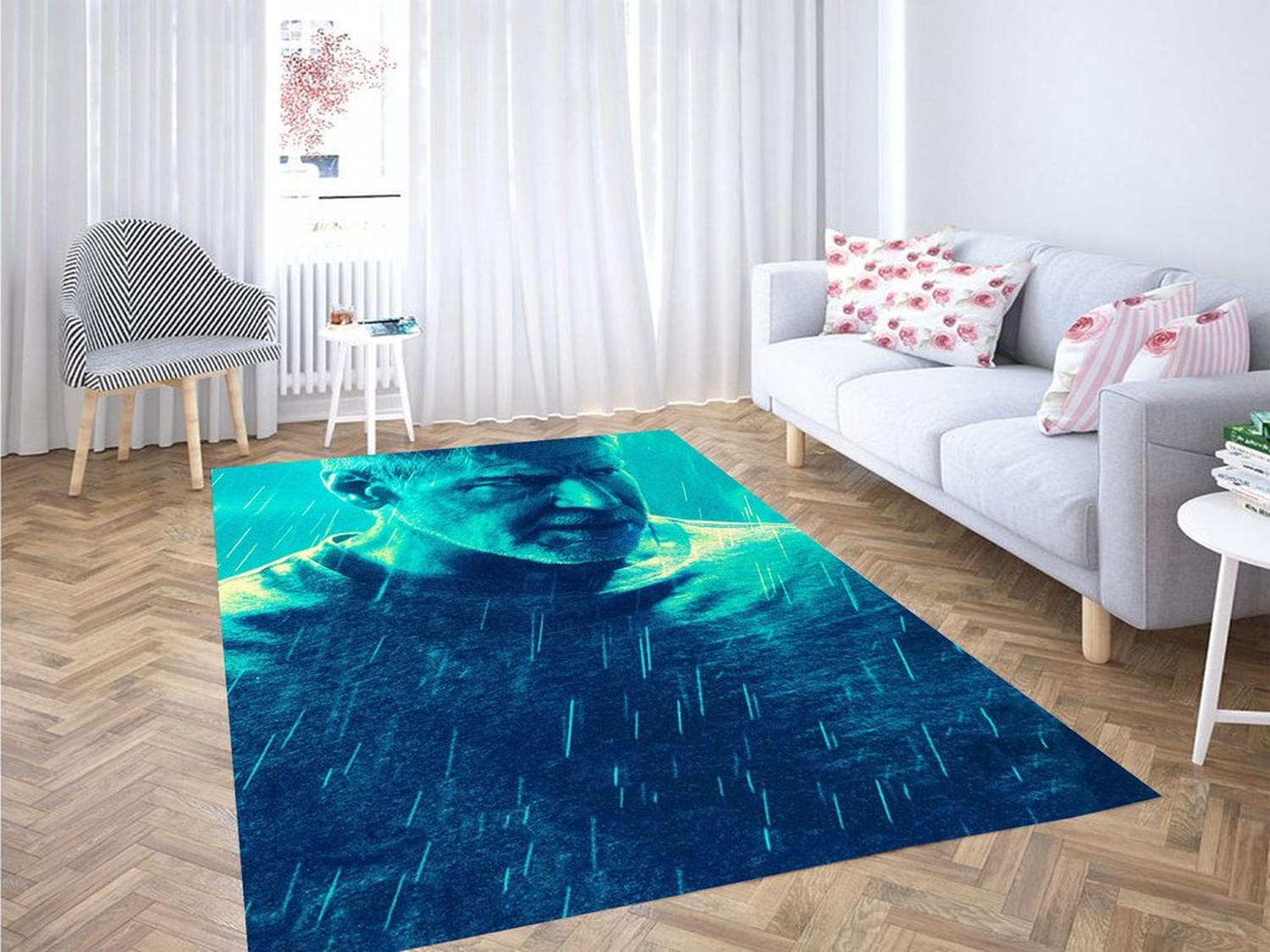 Harrison Ford Blade Runner In The Rain Living Room Modern Carpet Rug - Unique Anime Apparel for Fans