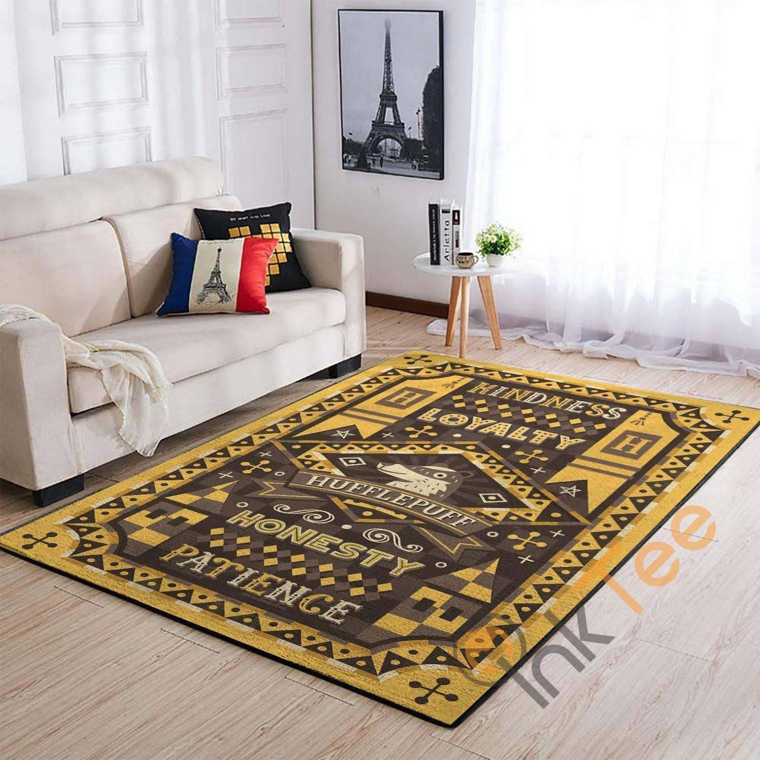 Harry Potter Hufflepuff Living Room Carpet Floor Decor Beautiful Gift For Potter's Fan Hogwarts Rug - Unique Anime Apparel for Fans