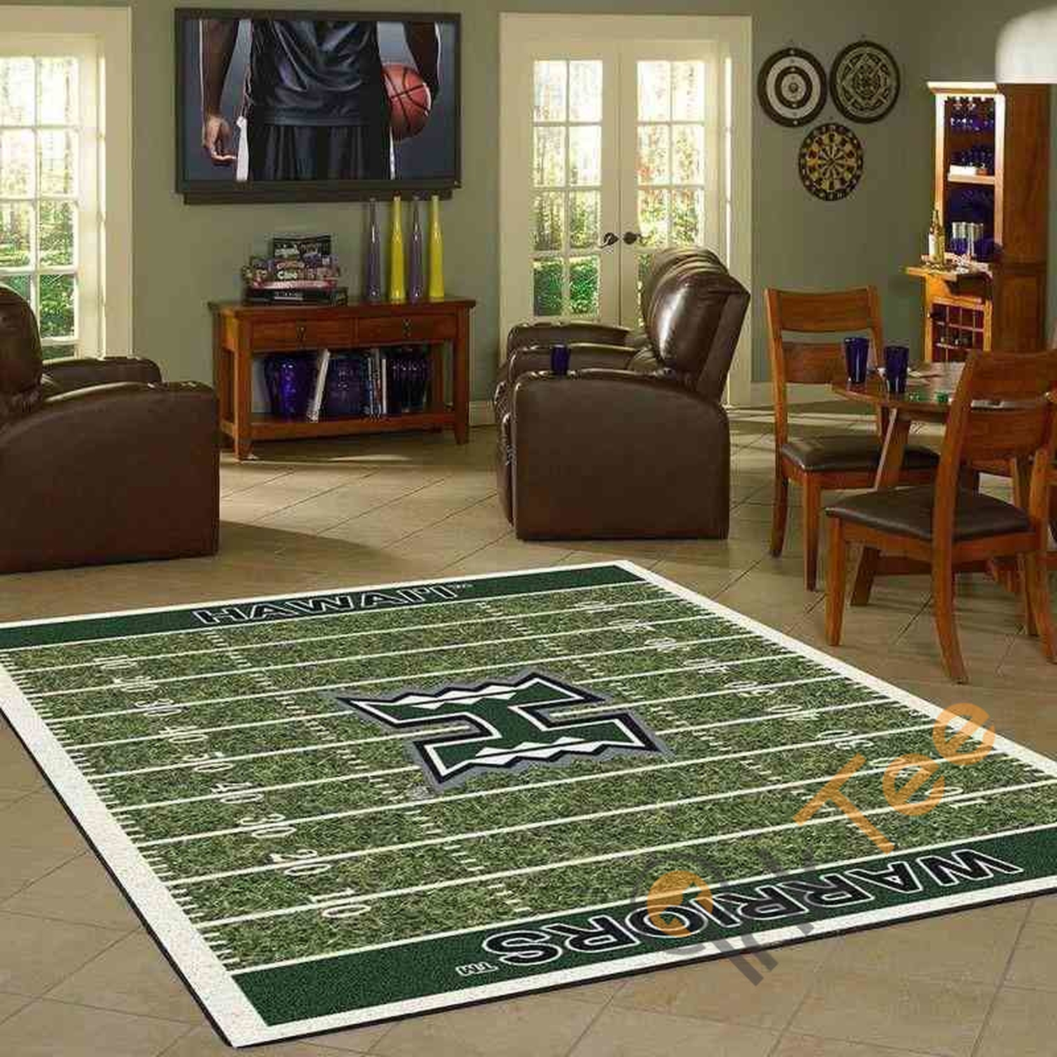 Hawaii Rainbow Warriors Home Field Area Rug - Unique Anime Apparel for Fans
