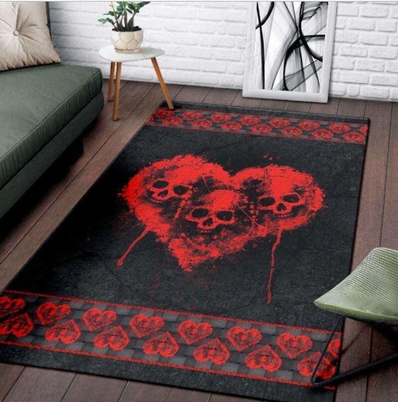 Heart Skull Nice Gift Rectangle Rug Decor Area Rugs For Living Room Bedroom Kitchen Rugs Home Carpet Flooring TTG015580