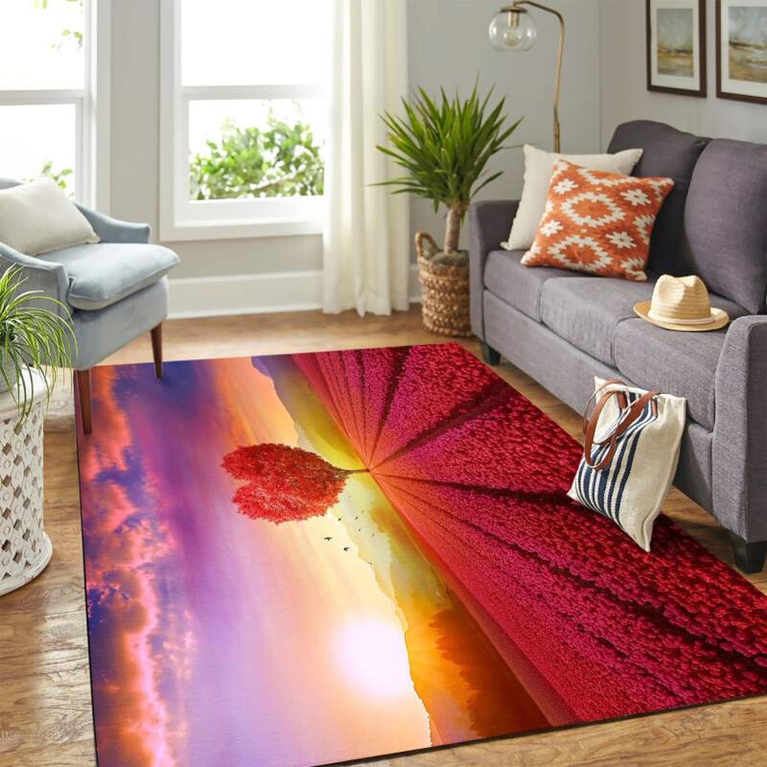 Heart Tree Landscape Carpet Floor Area Rug - Unique Anime Apparel for Fans