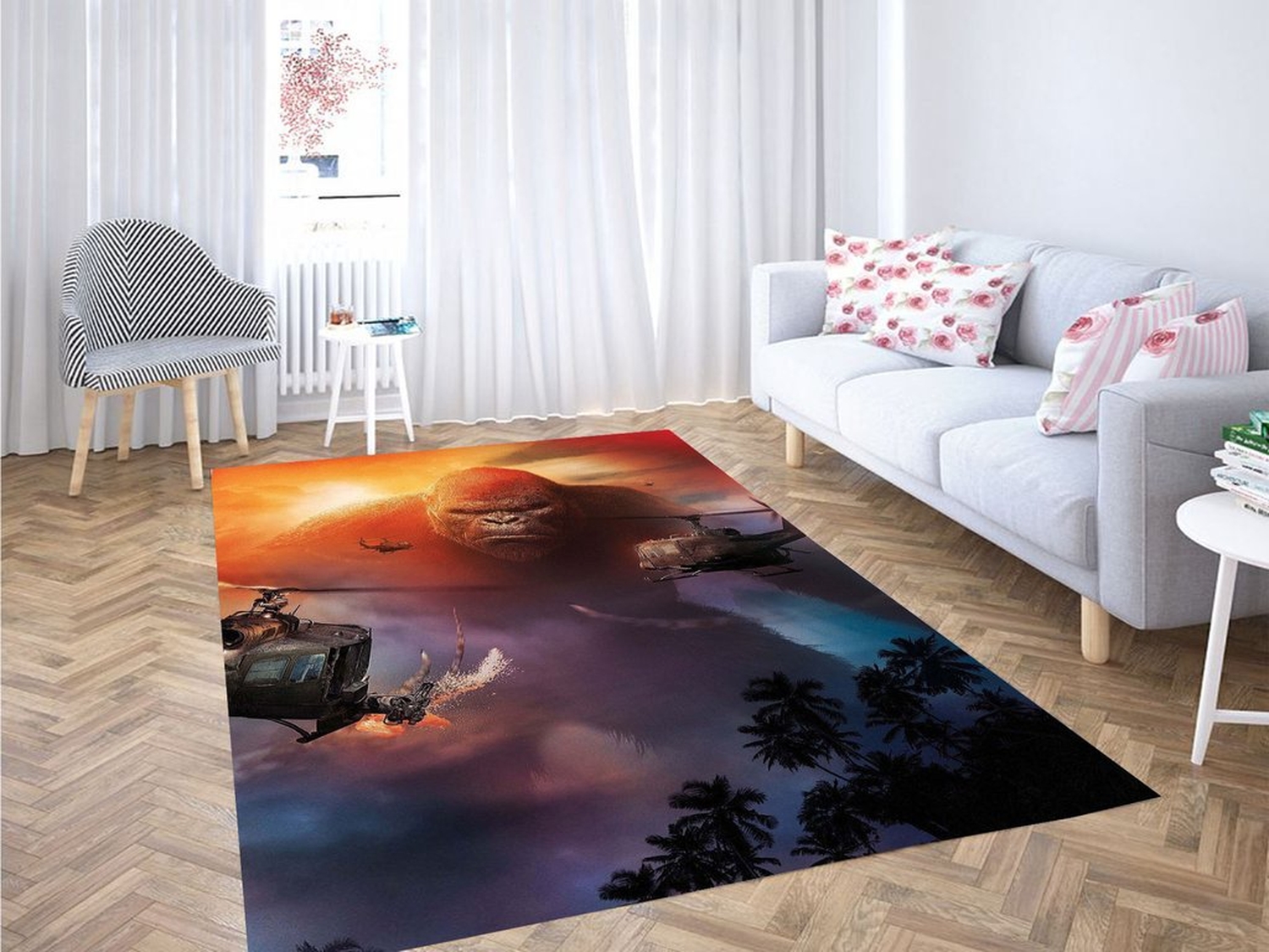 Helicopter Kong Skull Island Living Room Modern Carpet Rug - Unique Anime Apparel for Fans