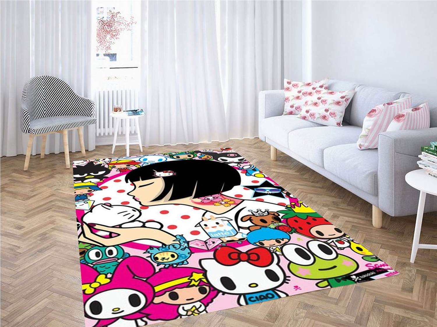 Hello Kitty Art Living Room Modern Carpet Rug - Unique Anime Apparel for Fans