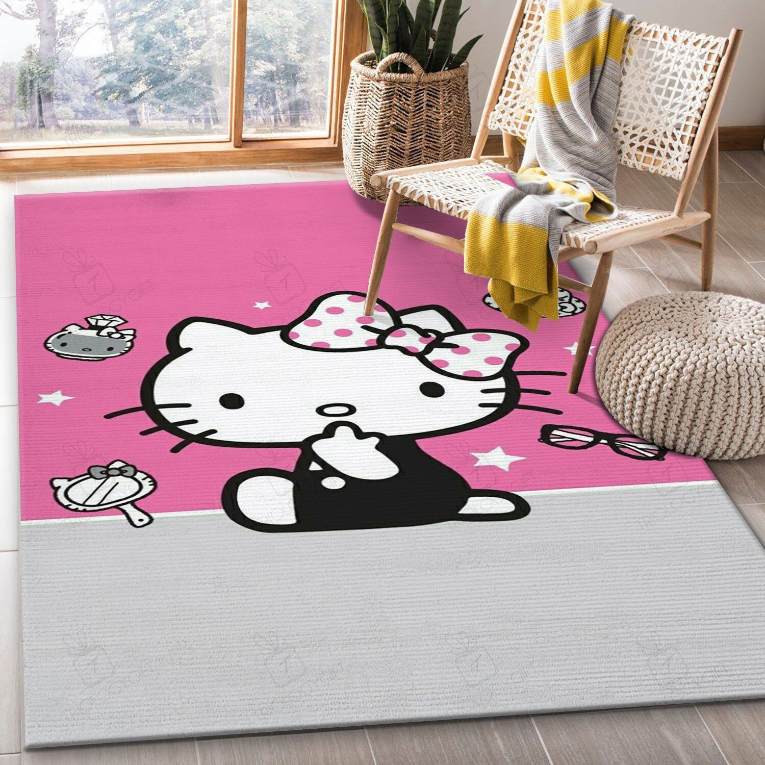 Hello Kitty Pink Rectangle Rug Decor Area Rugs For Living Room Bedroom Kitchen Rugs Home Carpet Flooring TTG015622