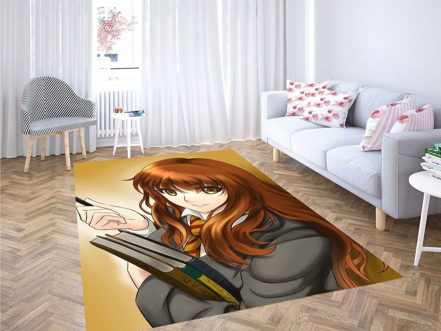 Hermione Granger 90s Anime Style Living Room Modern Carpet Rug - Unique Anime Apparel for Fans