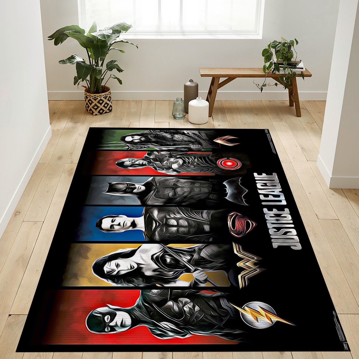 Heroes And Logo Justice League Rug - Unique Anime Apparel for Fans