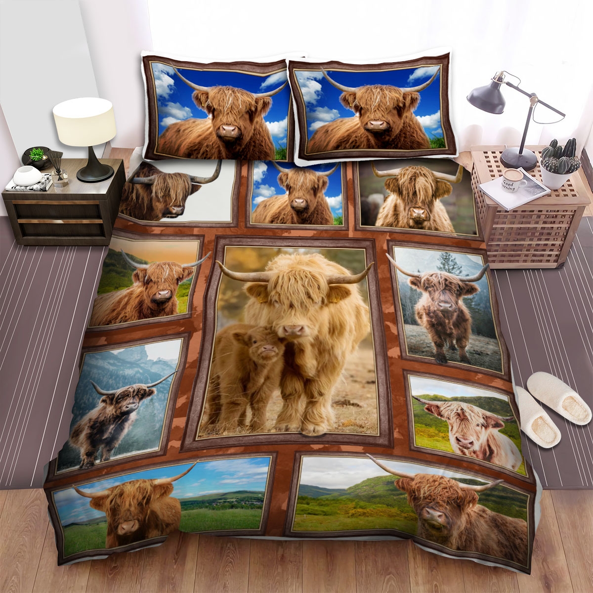 Highland Cow Bed Sheets Spread Duvet Cover Bedding Set - Unique Anime Apparel for Fans