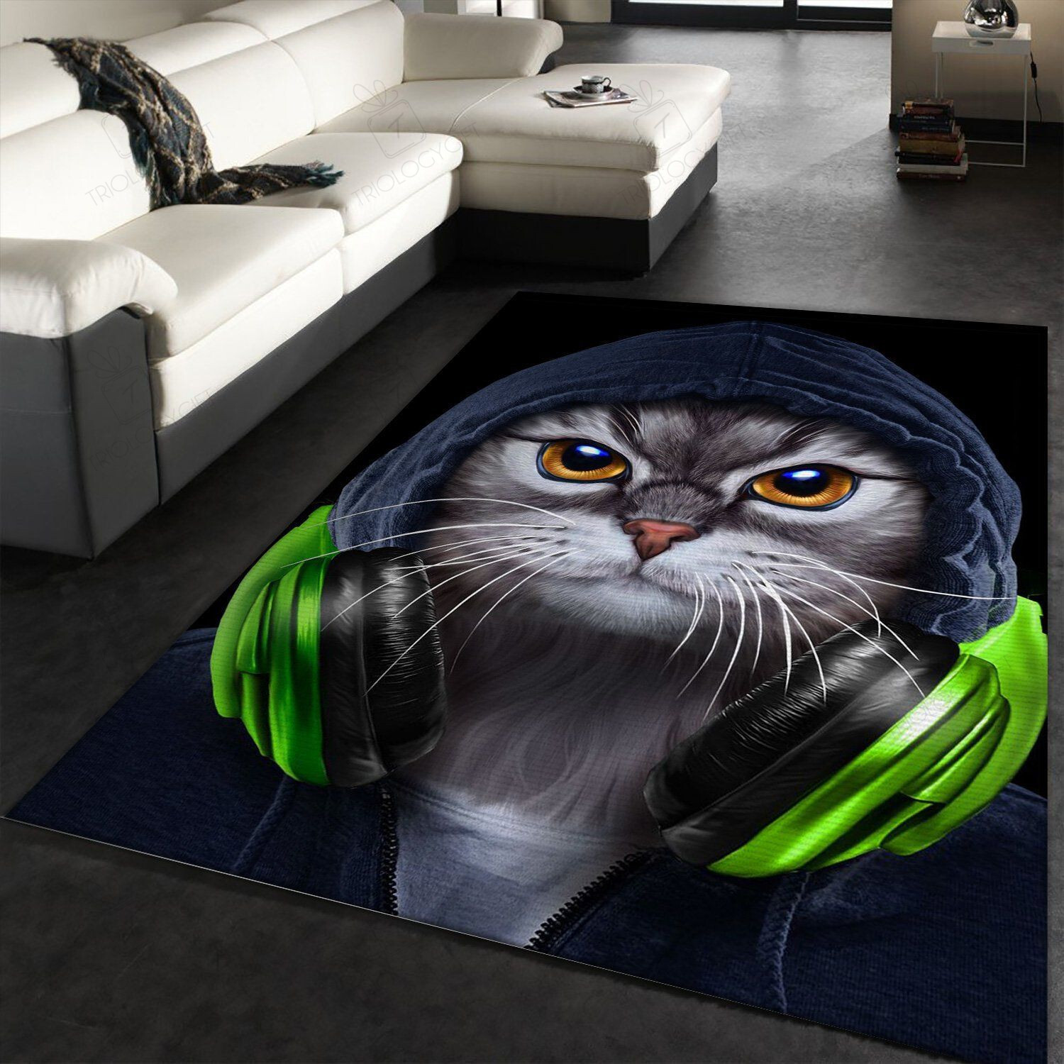 Hip Hop Tabby Cat In Hood Family Rectangle Rug Decor Area Rugs For Living Room Bedroom Kitchen Rugs Home Carpet Flooring TTG015681