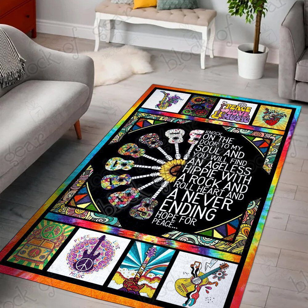 Hippie With A Rock And Roll Rectangle Rug Decor Area Rugs For Living Room Bedroom Kitchen Rugs Home Carpet Flooring TTG015732